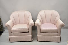 Paire de fauteuils de salon pivotants à dossier cannelé Gilliam Furniture rose et violet du milieu du siècle dernier