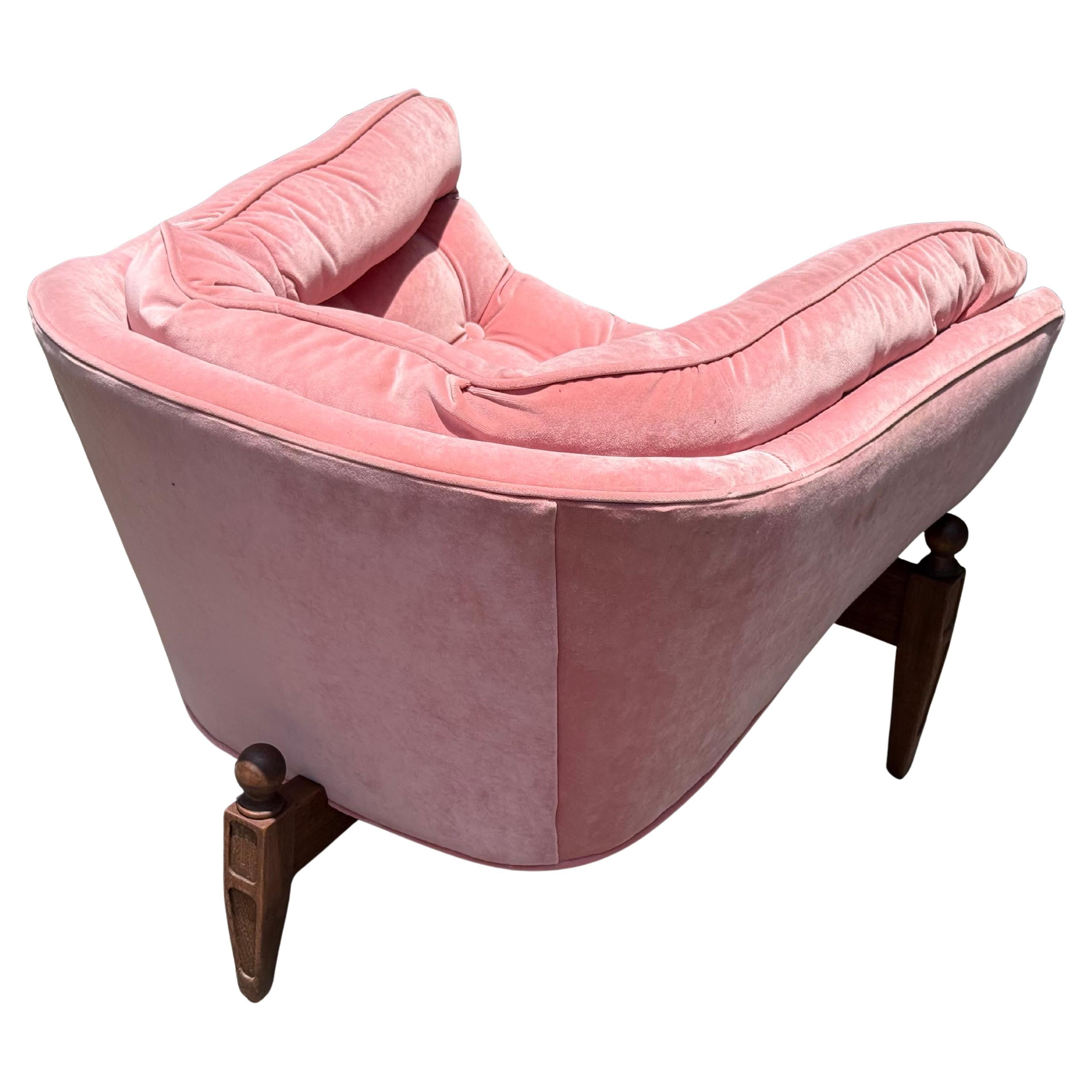 American Mid-Century Pink Scoop Lounge Chair by Adrian Pearsall For Sale
