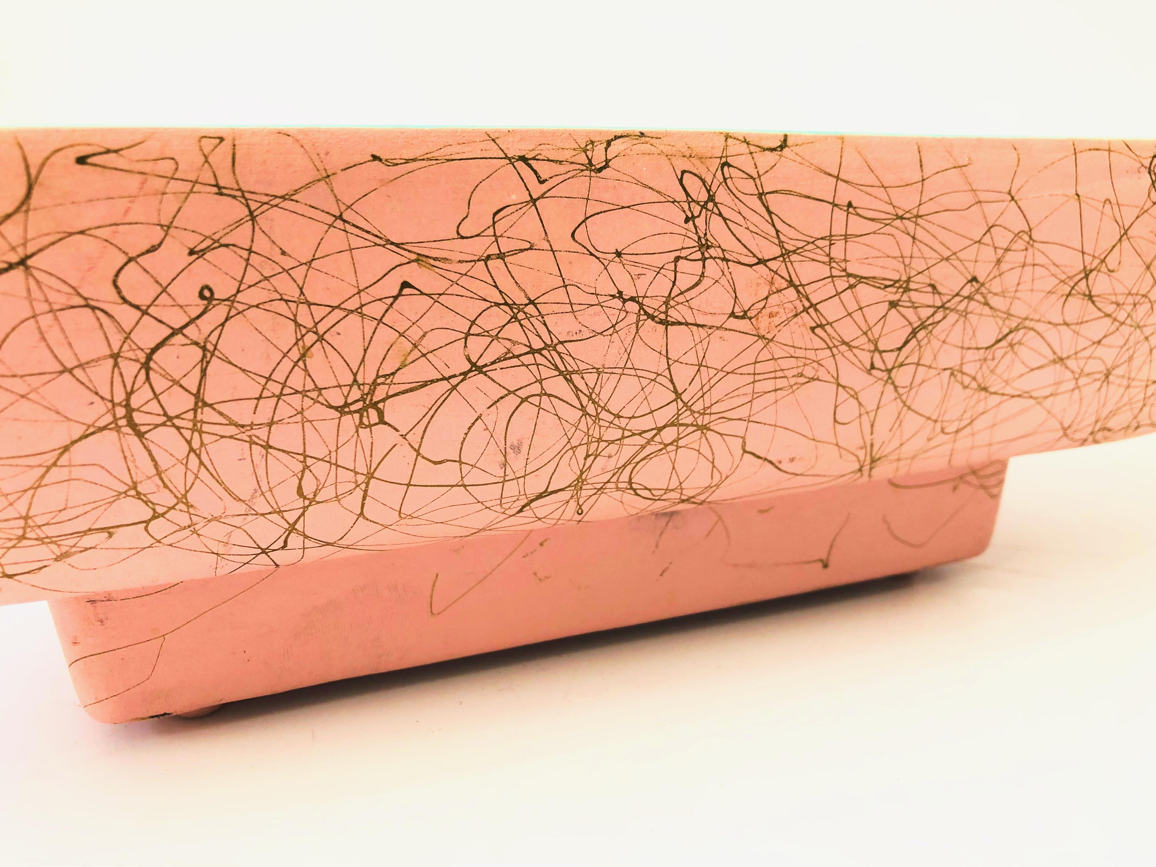 Ceramic Mid-Century Pink Squiggle Planter by Maddux of California