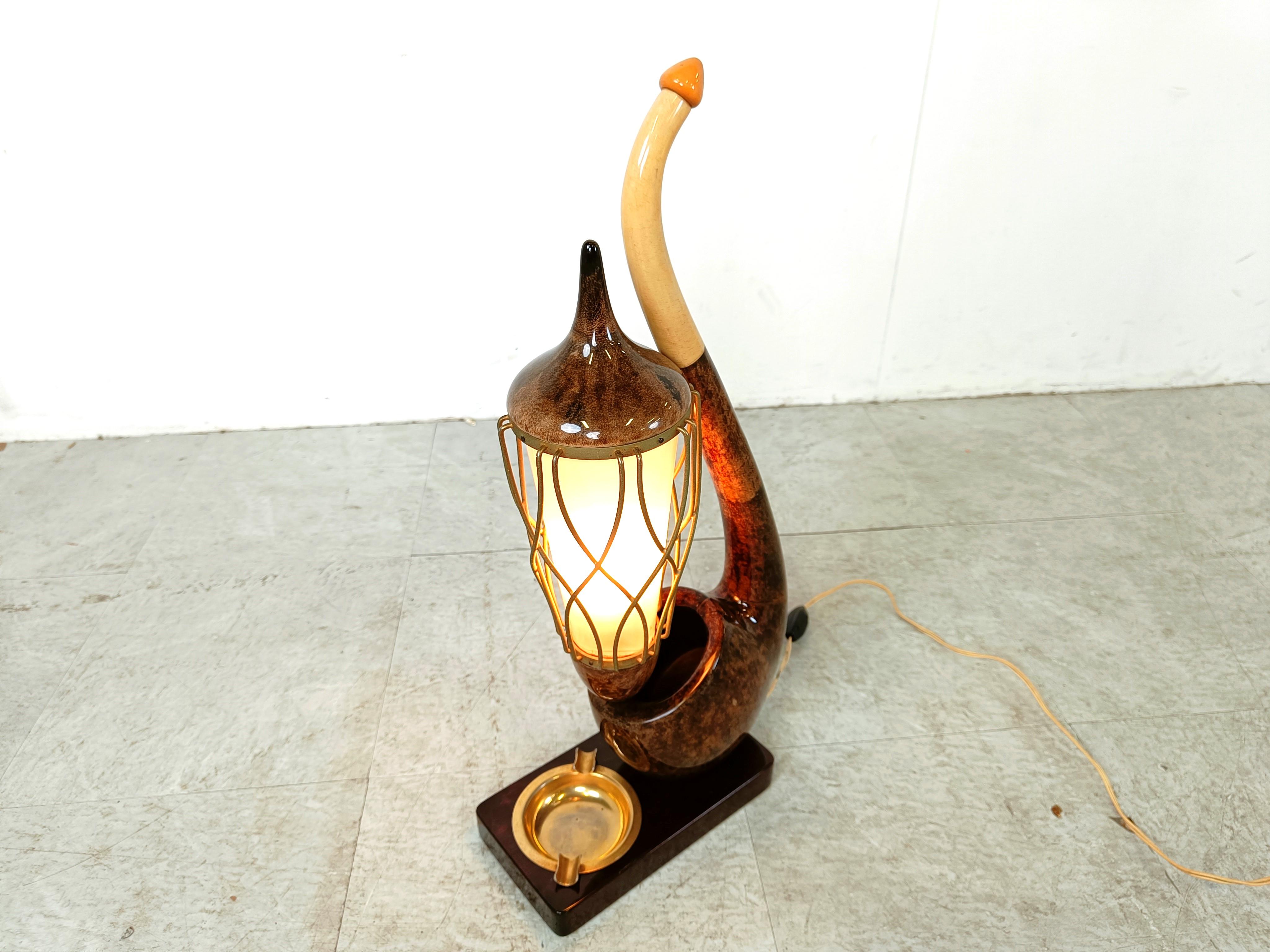 Mid century pipe table lamp by Aldo Tura, 1960s For Sale 3