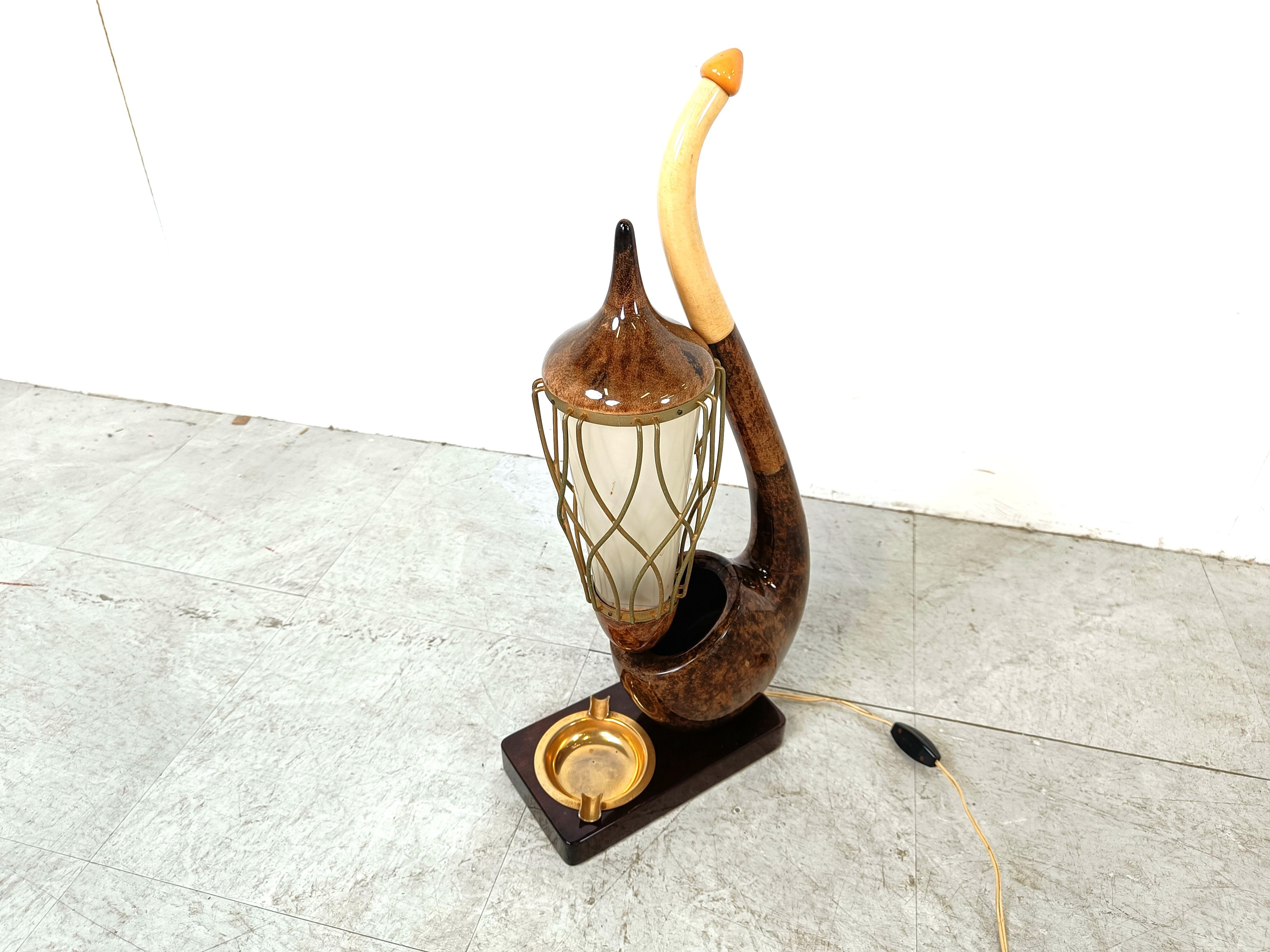 Hollywood Regency Mid century pipe table lamp by Aldo Tura, 1960s For Sale