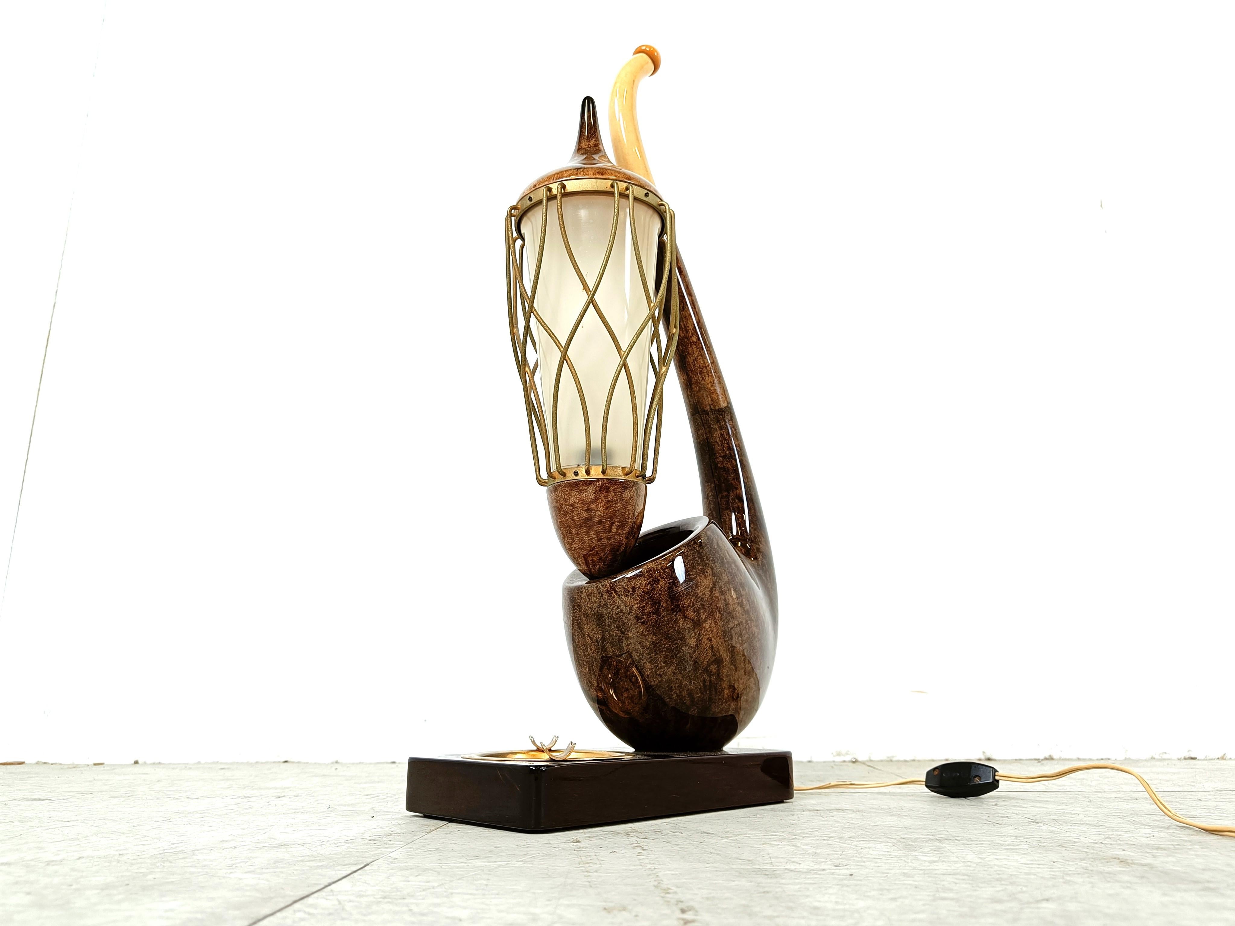 Italian Mid century pipe table lamp by Aldo Tura, 1960s For Sale