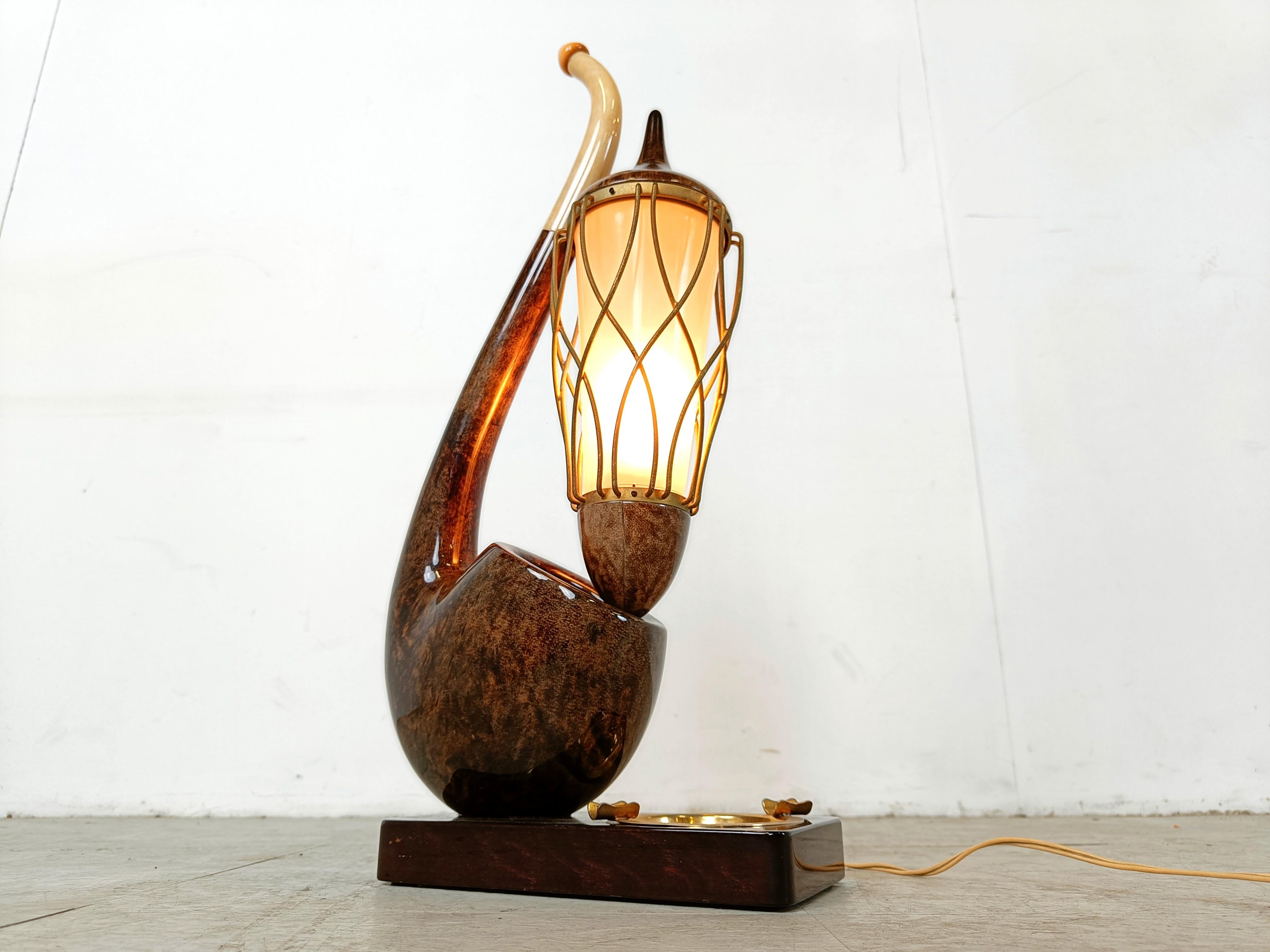Mid century pipe table lamp by Aldo Tura, 1960s For Sale 1