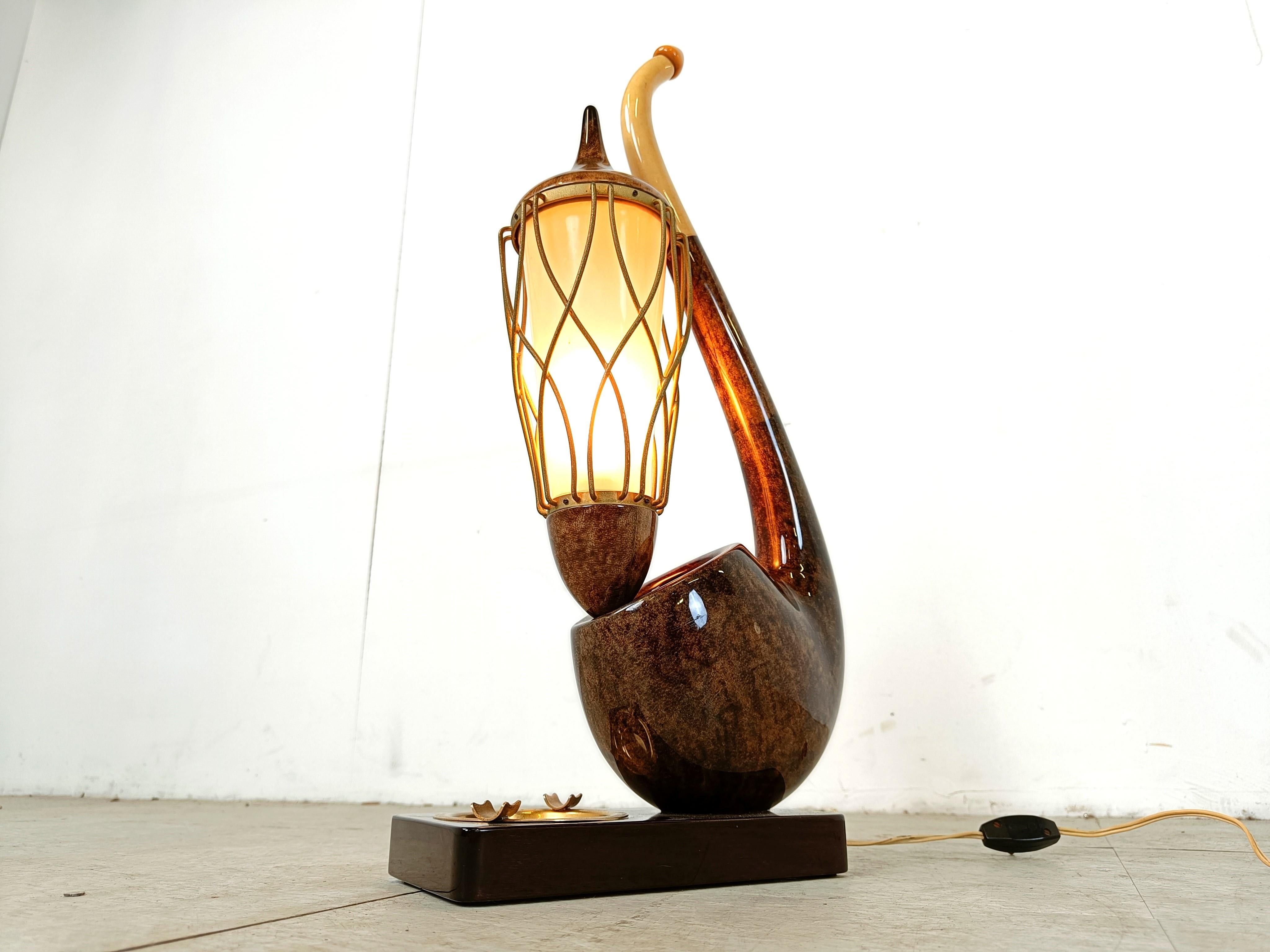 Mid century pipe table lamp by Aldo Tura, 1960s For Sale 2