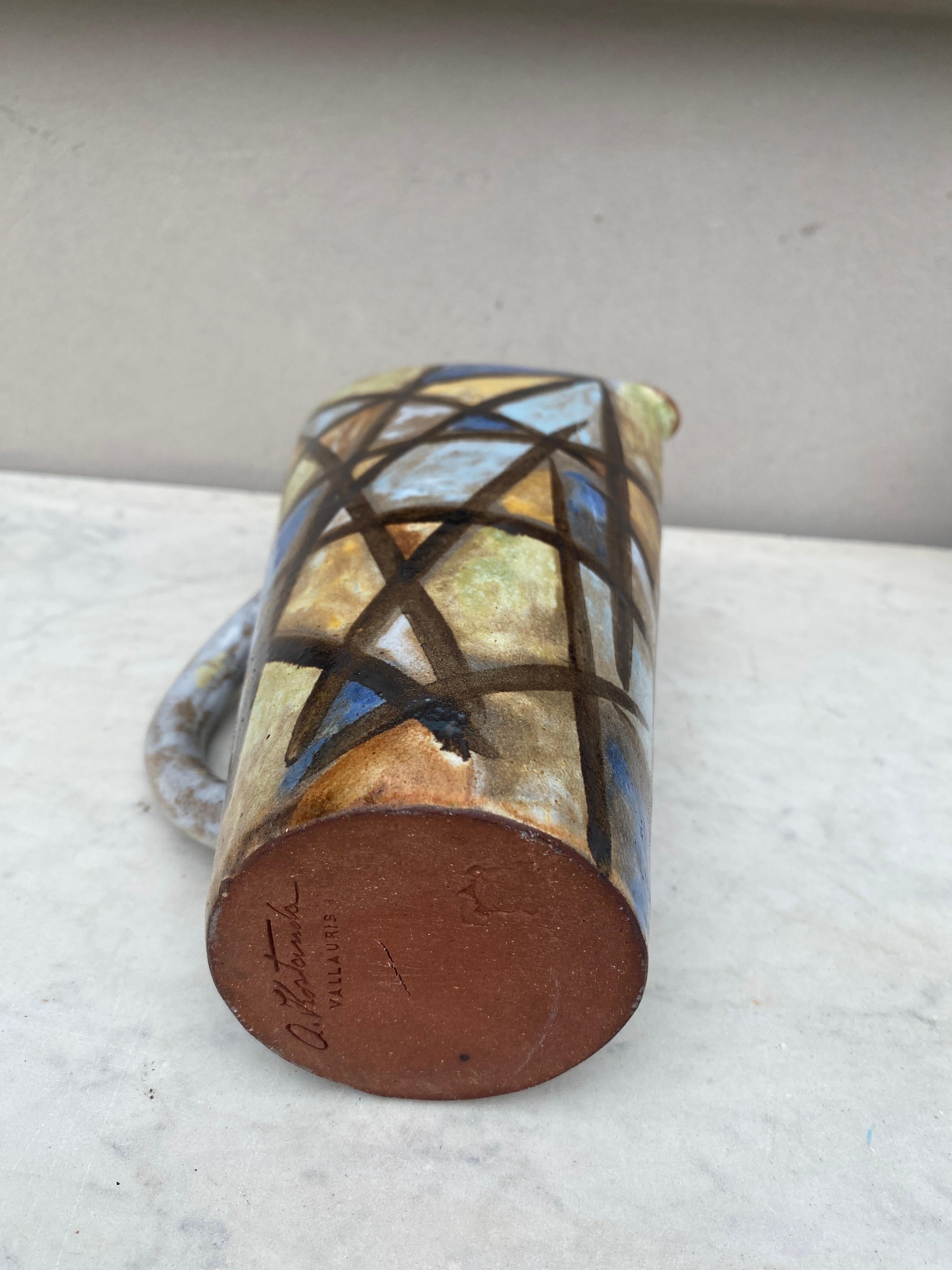 Ceramic Mid-Century Pitcher Alexandre Kostanda Vallauris For Sale