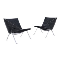 Fauteuils de salon PK22 en cuir du milieu du siècle, créés par Poul Kjaerholm pour E. Kold Christensen