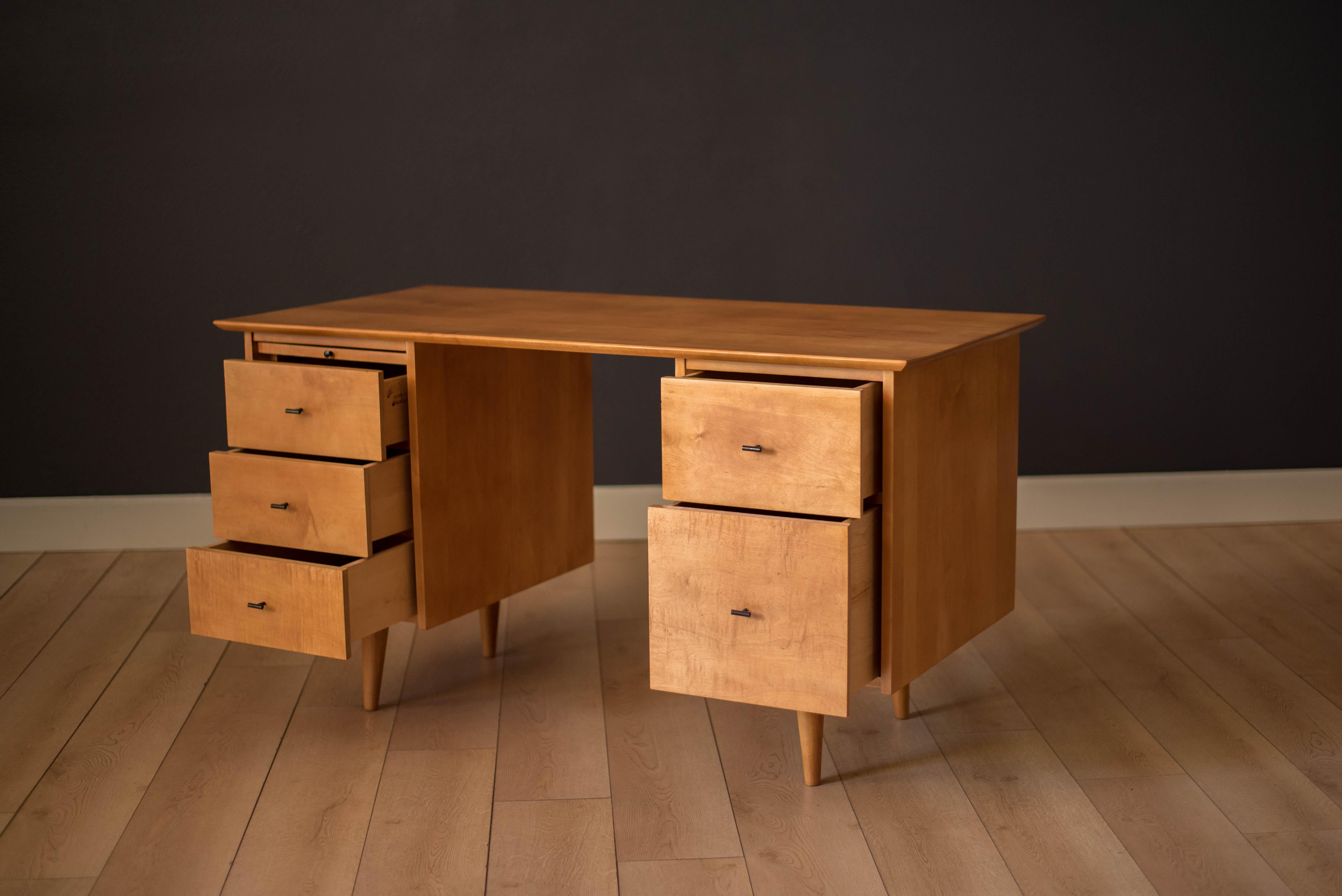 American Mid Century Planner Group Double Pedestal Desk by Paul McCobb