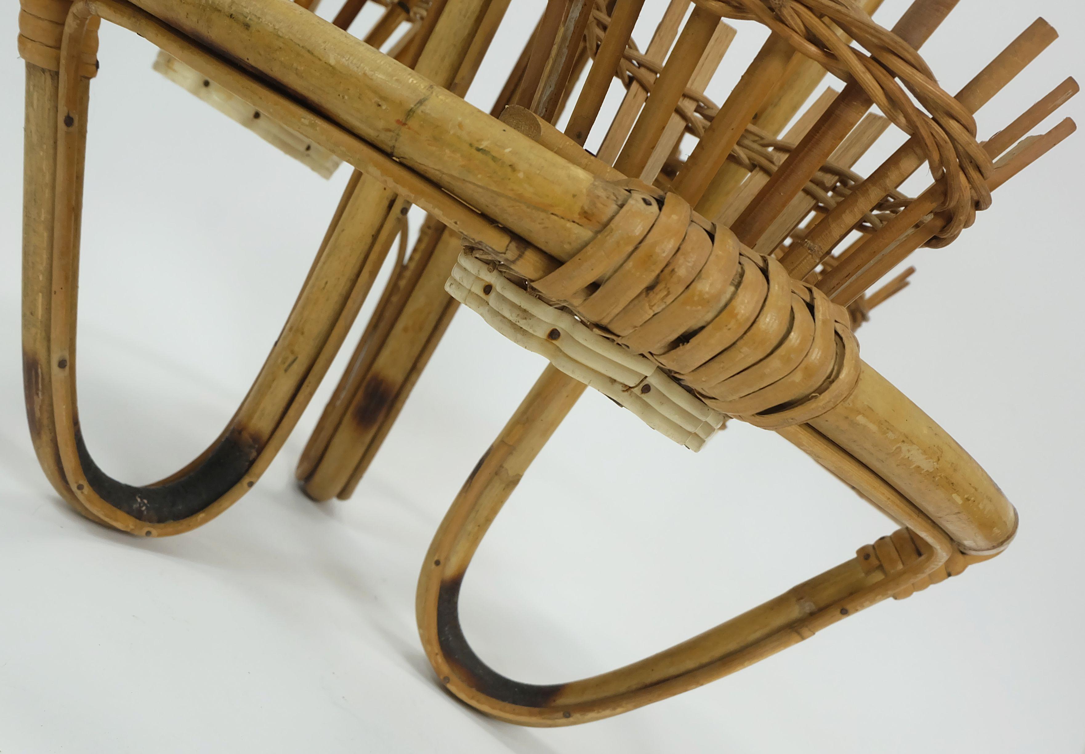scaffale per piante di metà secolo, anni '50-'60, in bambù e rattan, epoca hawaii tiki in vendita 1