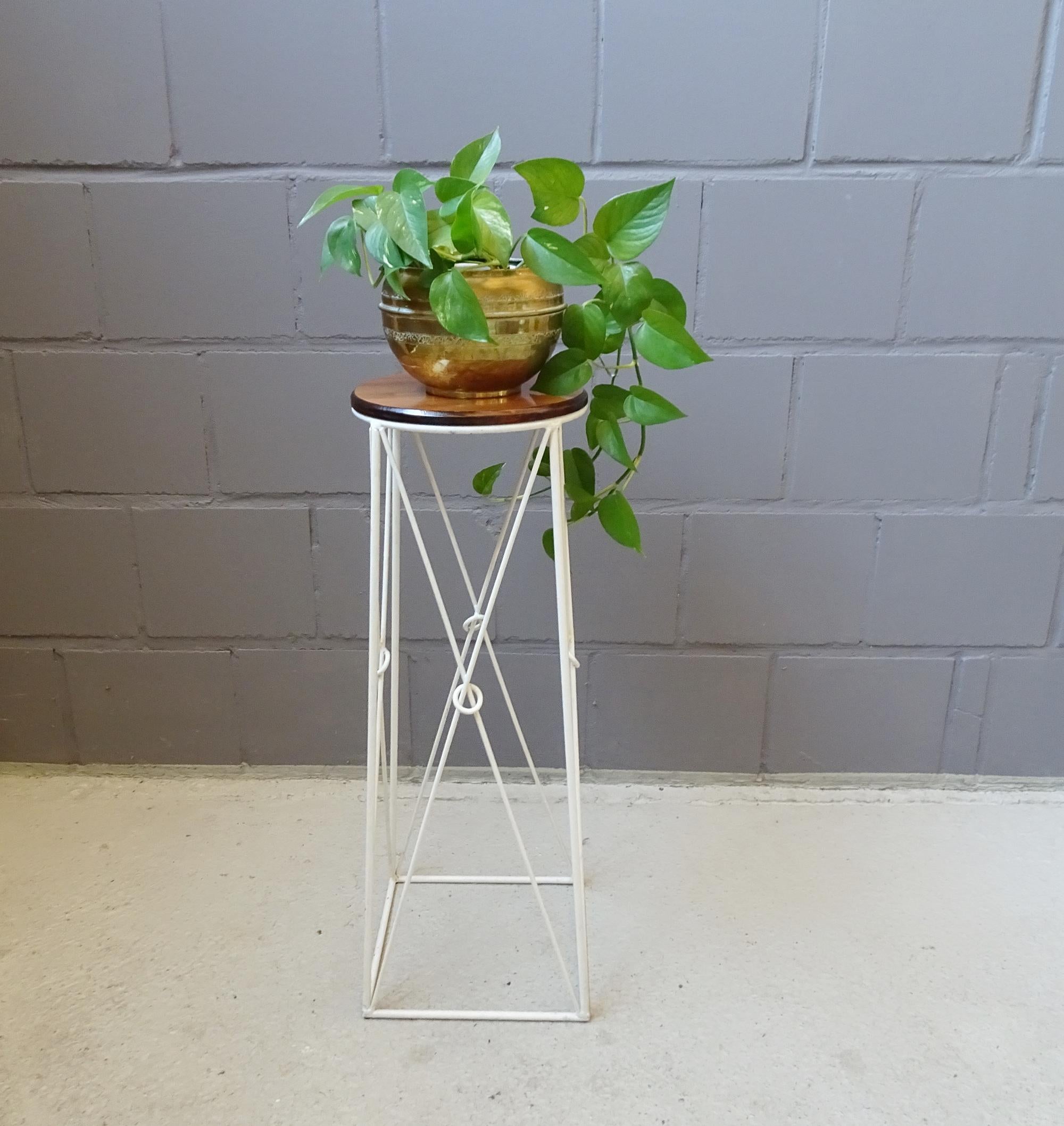 Mid-Century Modern Mid-Century Plant Stand String Metal and Wood For Sale