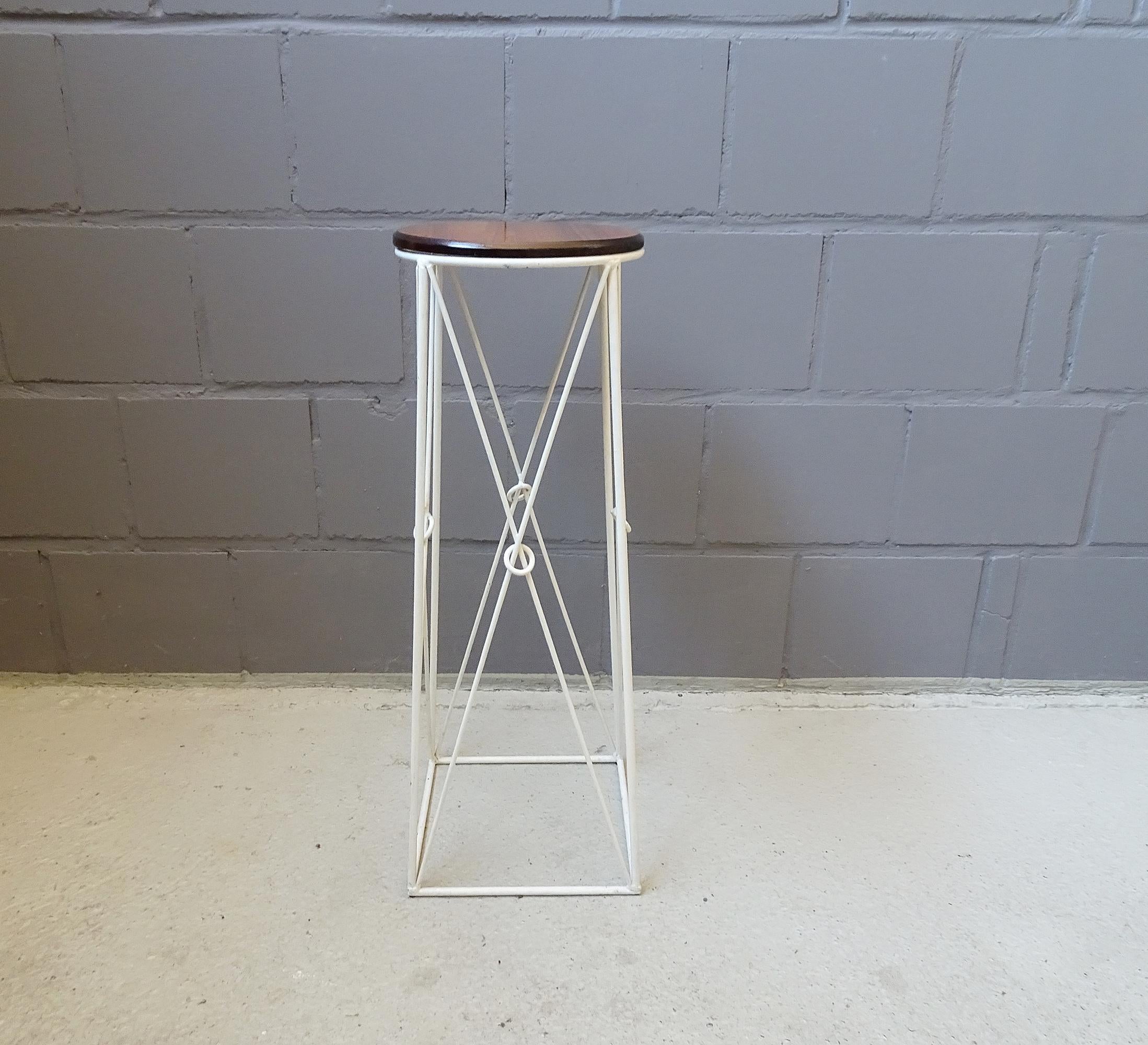 German Mid-Century Plant Stand String Metal and Wood For Sale