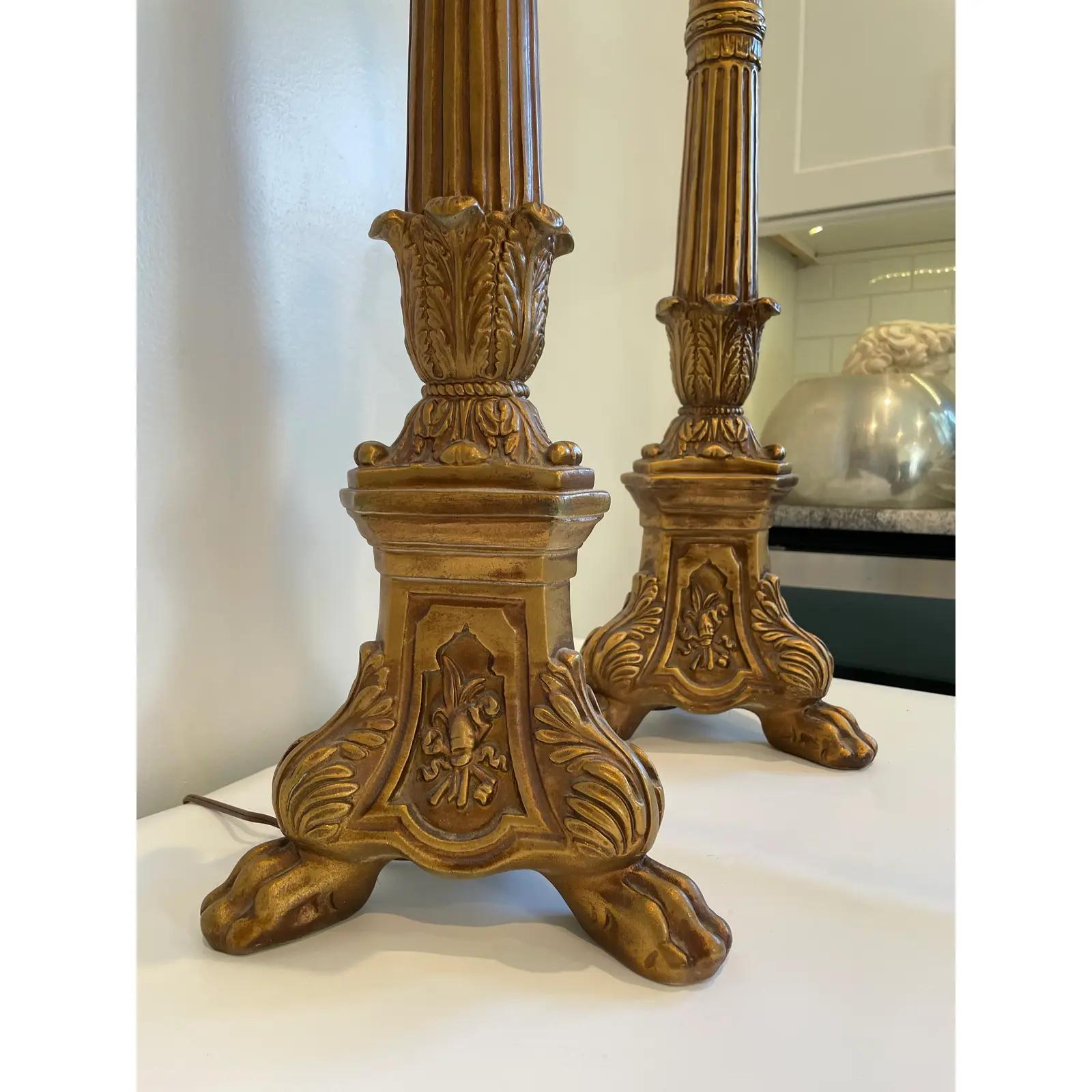 Mid Century Baroque Stick Lamps In Good Condition For Sale In W Allenhurst, NJ