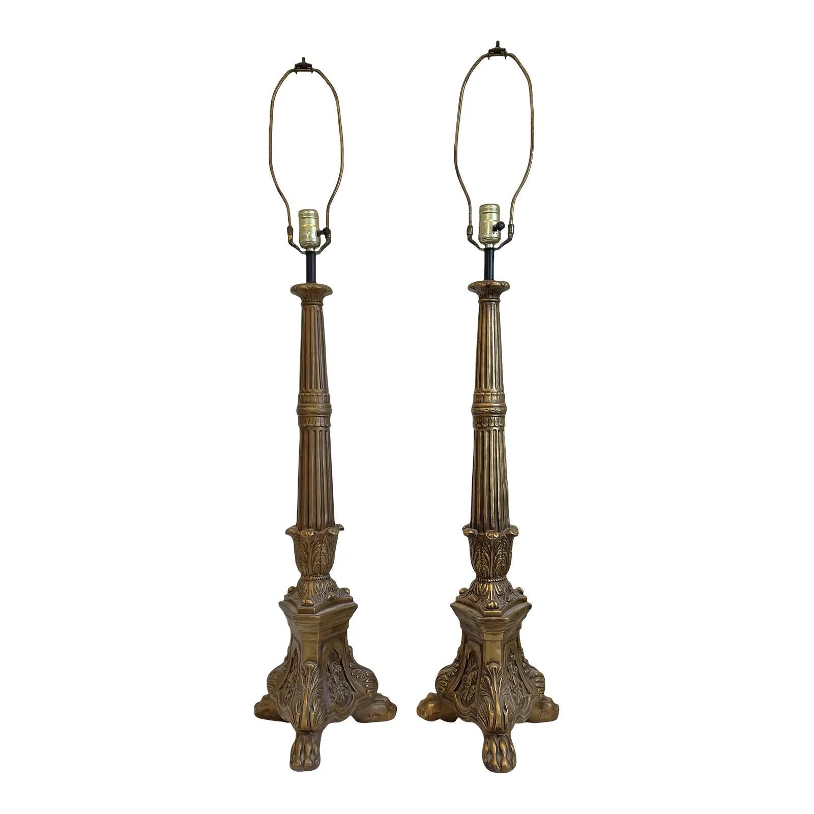 Mid Century Baroque Stick Lamps For Sale 2