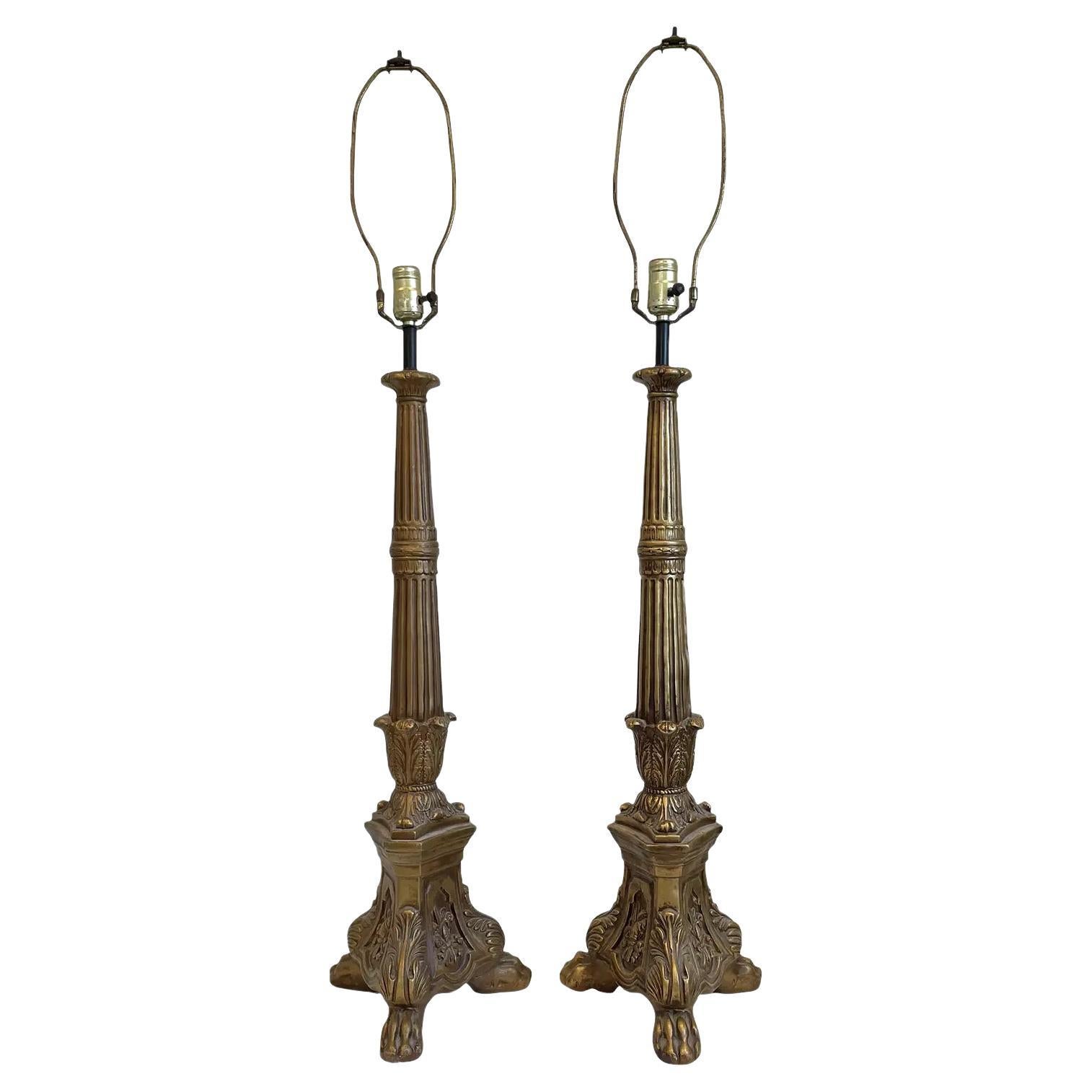 Mid Century Baroque Stick Lamps For Sale