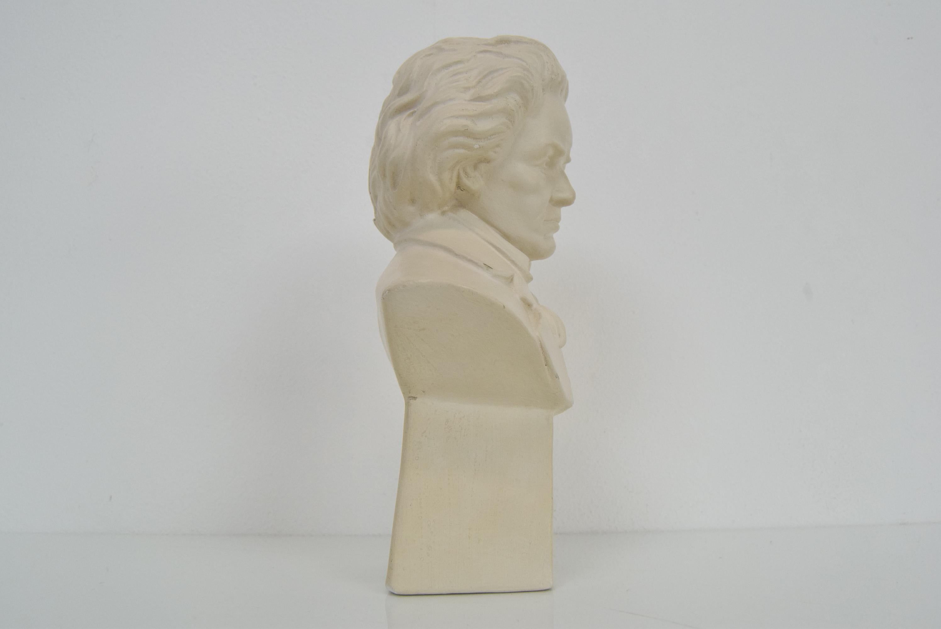 Mid-Century Modern Mid-Century Plaster Bust/Sculpture of Ludwig Van Beethoven, circa 1950 For Sale