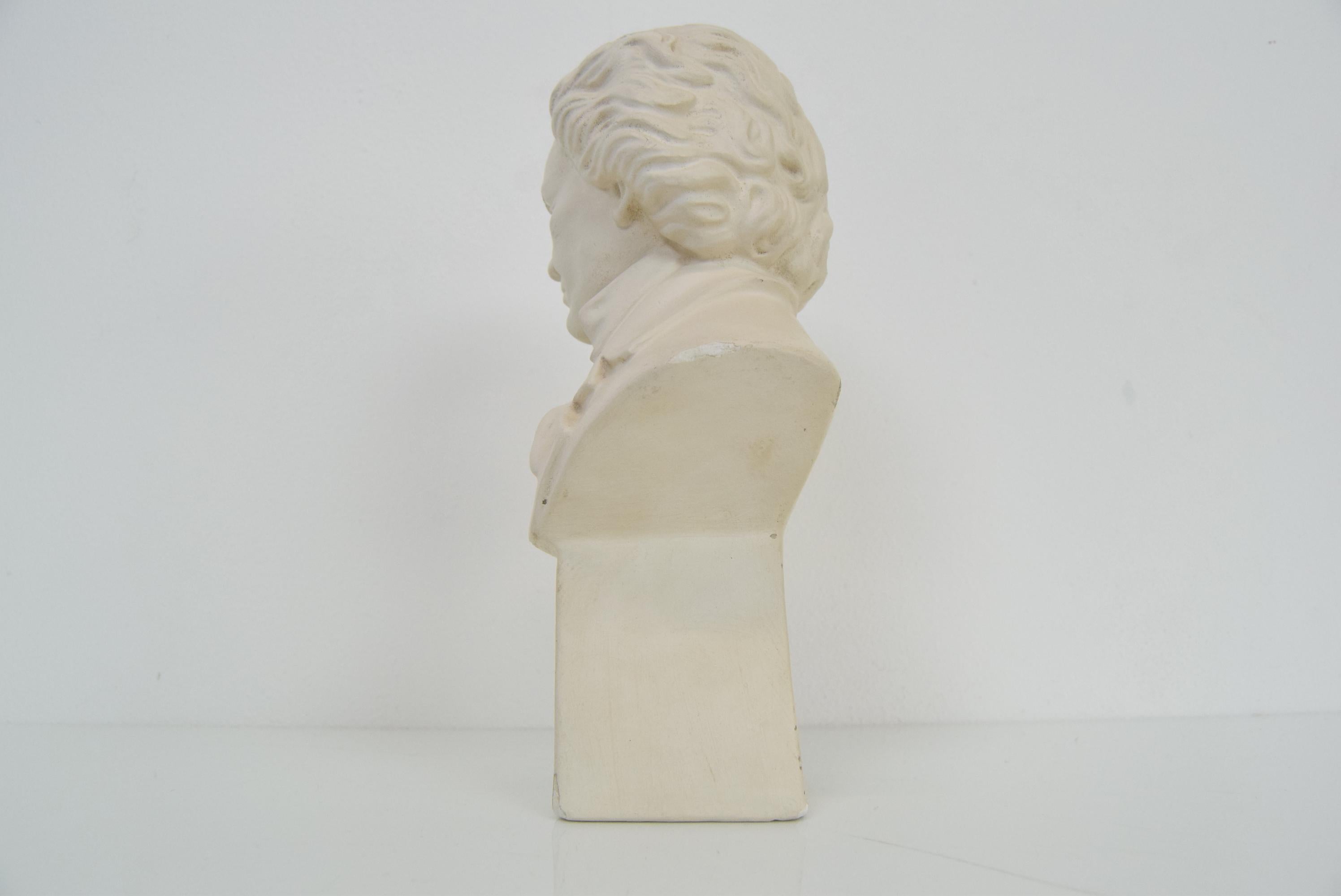 Mid-Century Plaster Bust/Sculpture of Ludwig Van Beethoven, circa 1950 For Sale 1