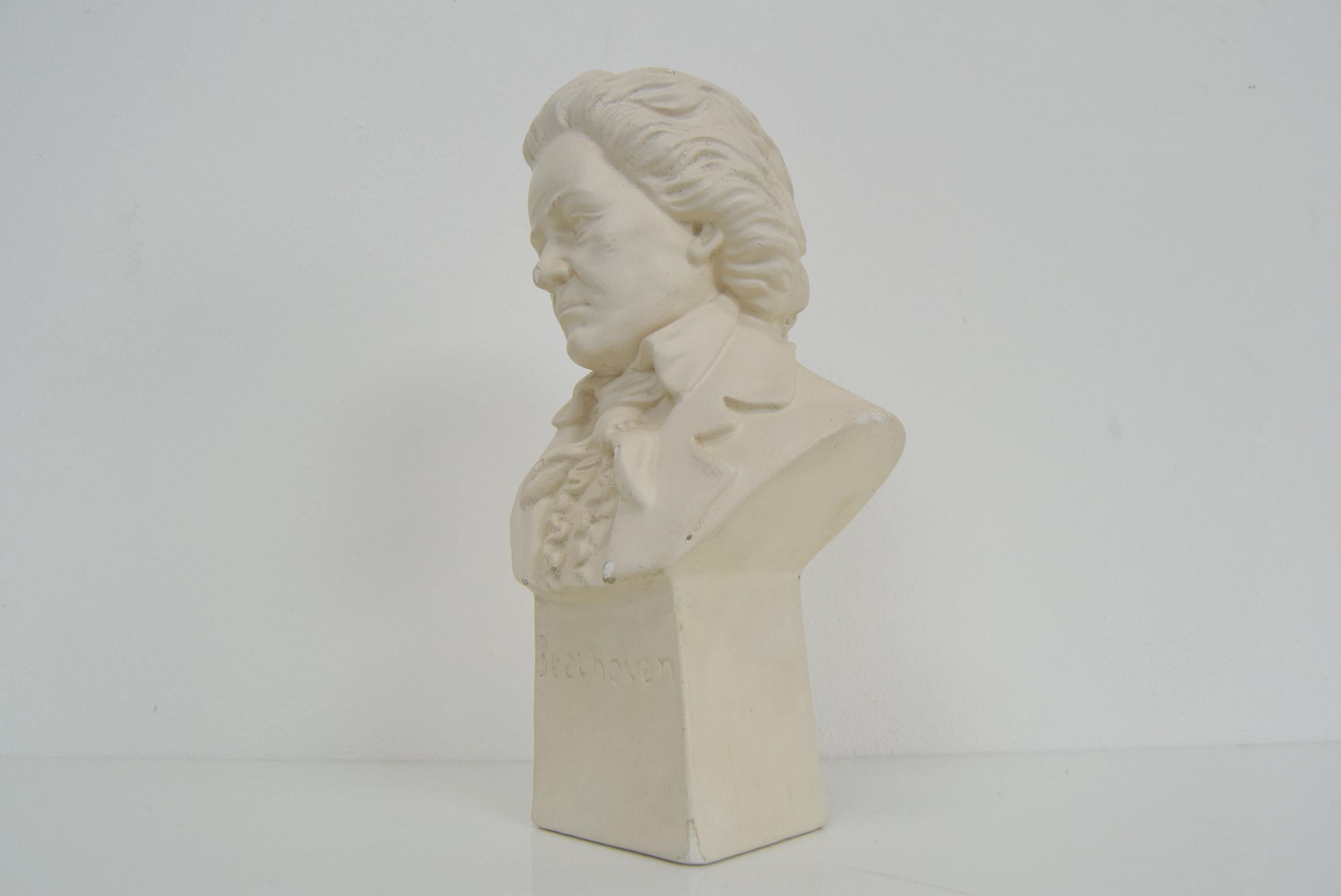 Gipsbüste/Skulptur von Ludwig Van Beethoven aus der Jahrhundertmitte, um 1950 im Angebot 3