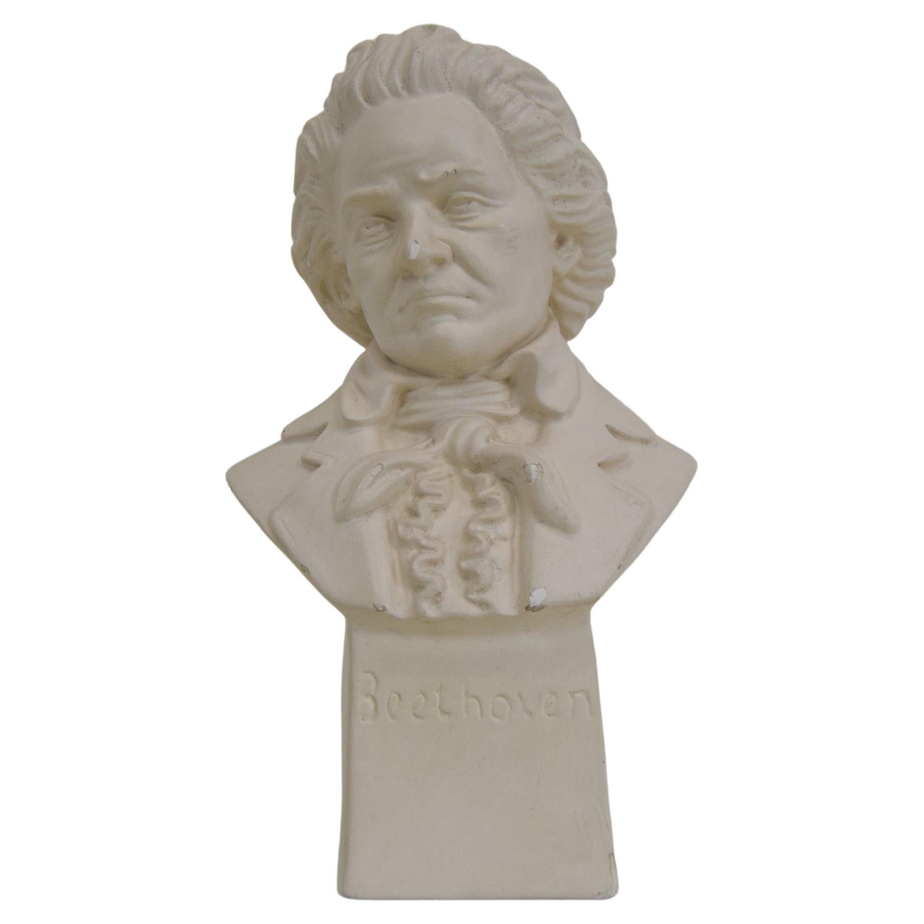 Gipsbüste/Skulptur von Ludwig Van Beethoven aus der Jahrhundertmitte, um 1950