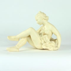 Mid Century Plaster Sculpture Of Ballet Dancer, Jihokera, Czechoslovakia 1960s