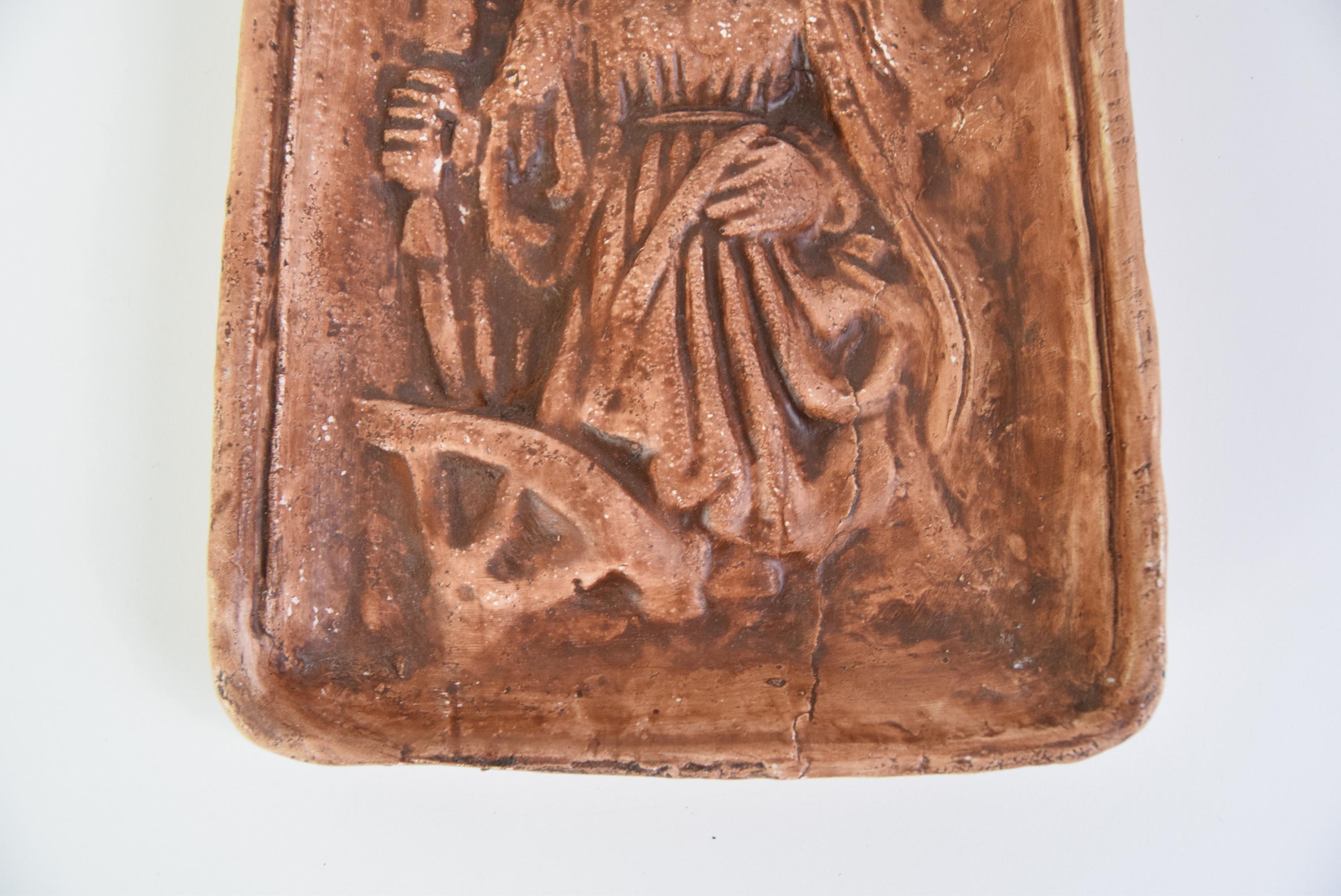 Mid-century Plaster wall sculpture, 1950's In Good Condition For Sale In Praha, CZ