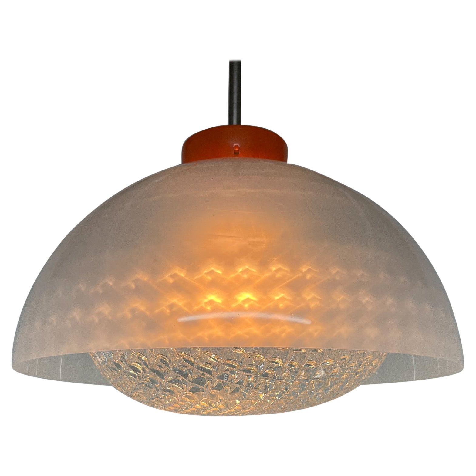 Lampe  suspension en plastique et verre du milieu du sicle, Tchcoslovaquie