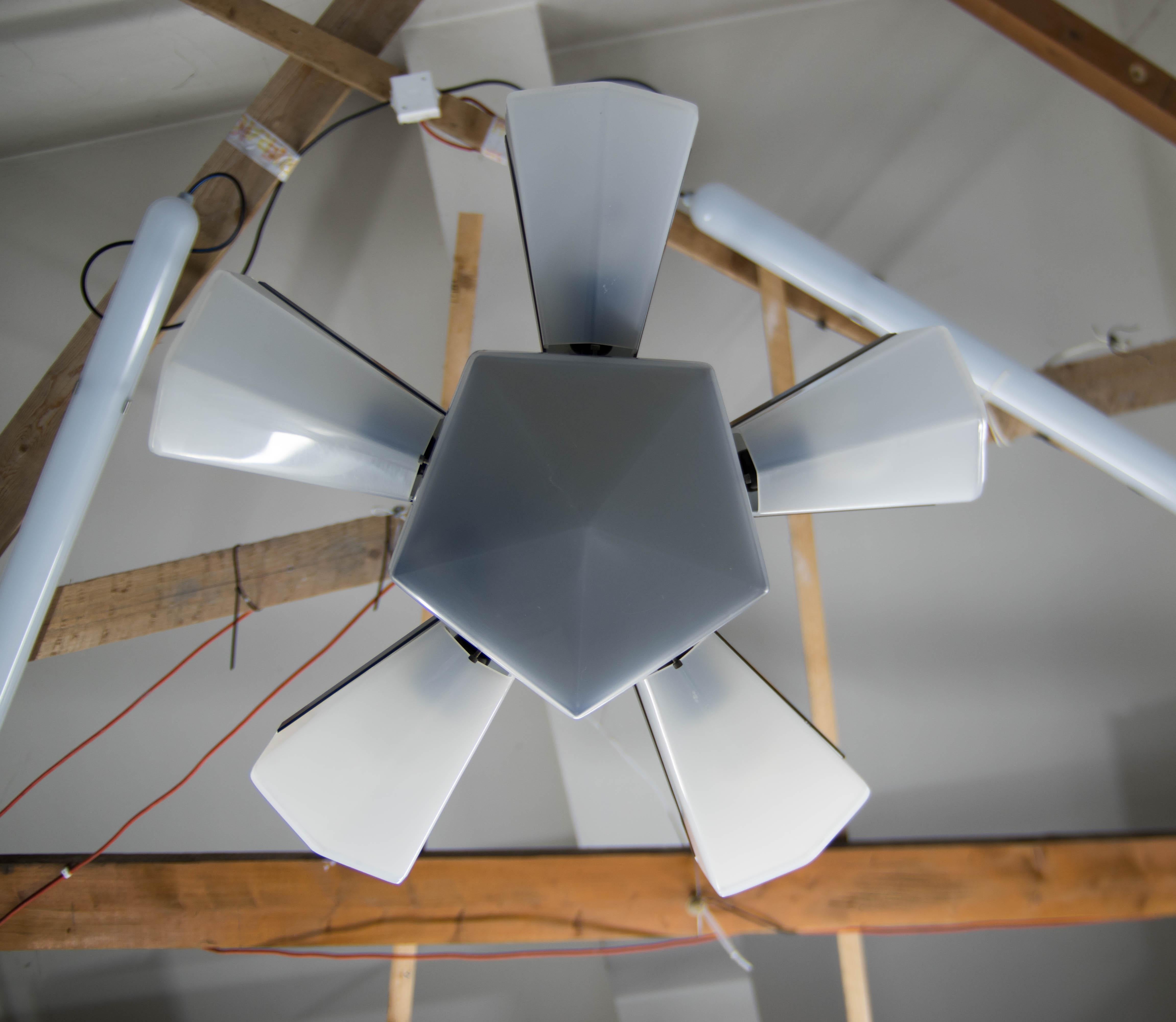 Mid-Century Plastic and Metal Chandelier by Lidokov, Czechoslovakia, 1970s 5