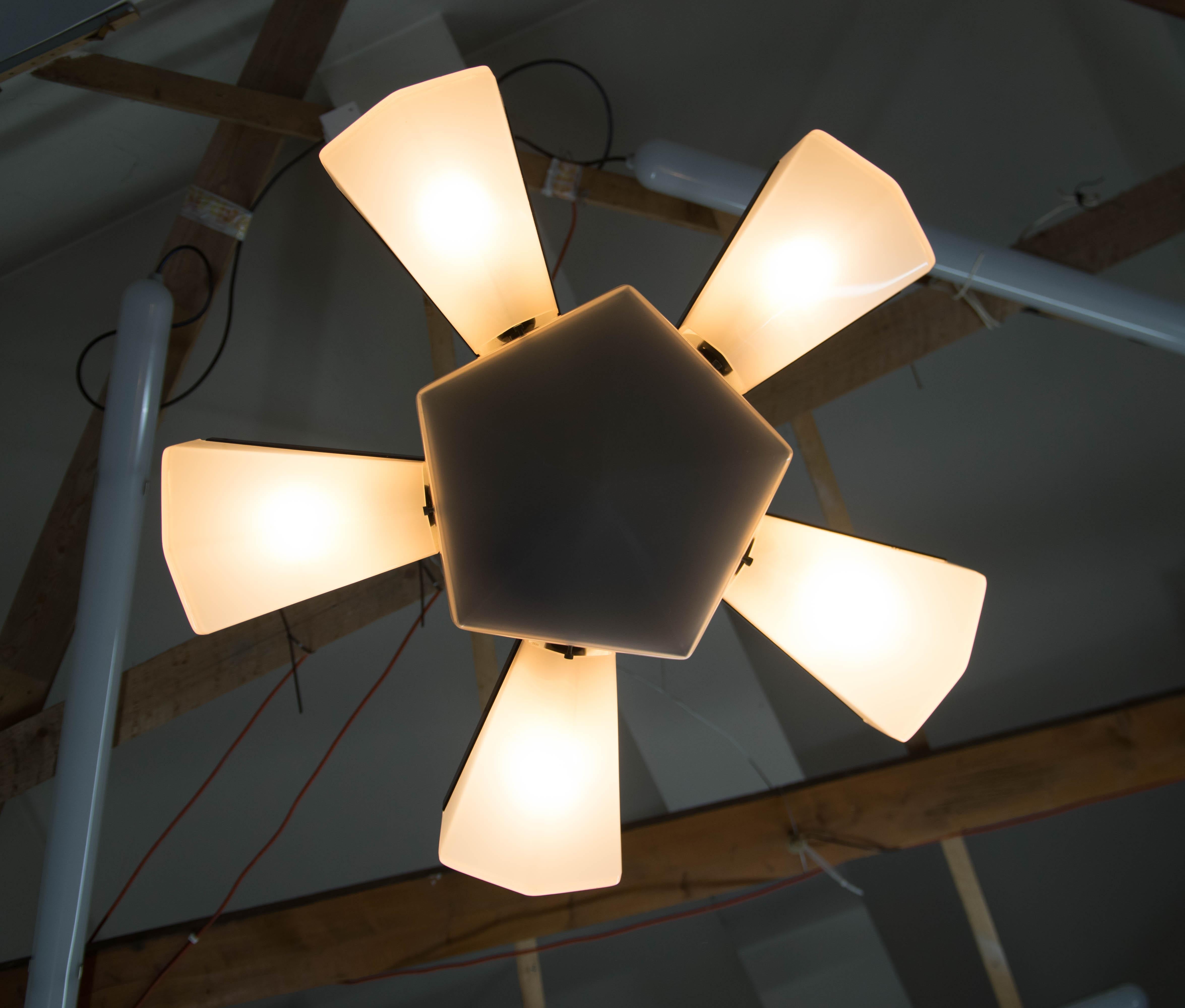 Mid-Century Plastic and Metal Chandelier by Lidokov, Czechoslovakia, 1970s 6