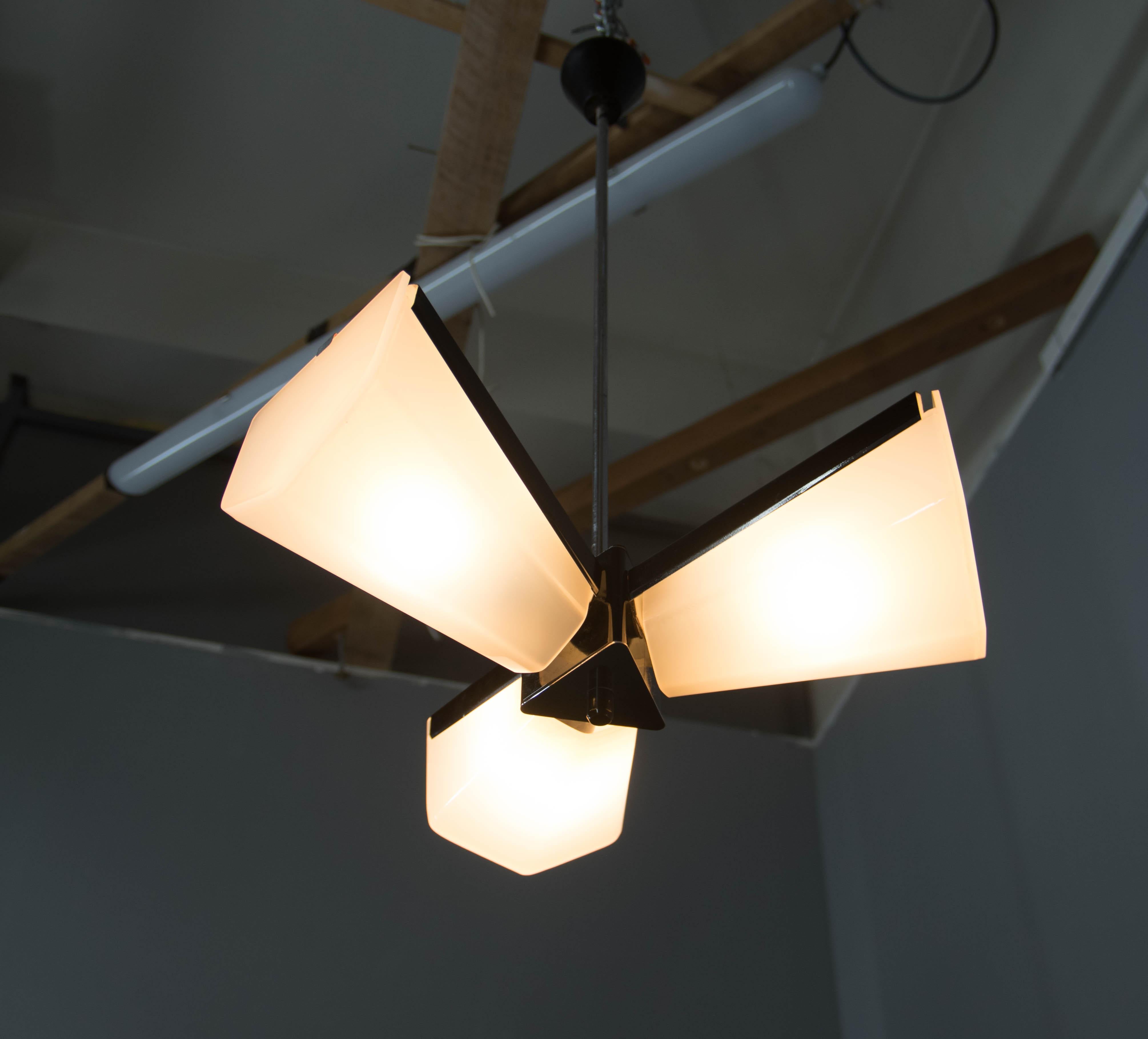 Mid-Century Plastic and Metal Chandelier by Lidokov, Czechoslovakia, 1970s For Sale 6