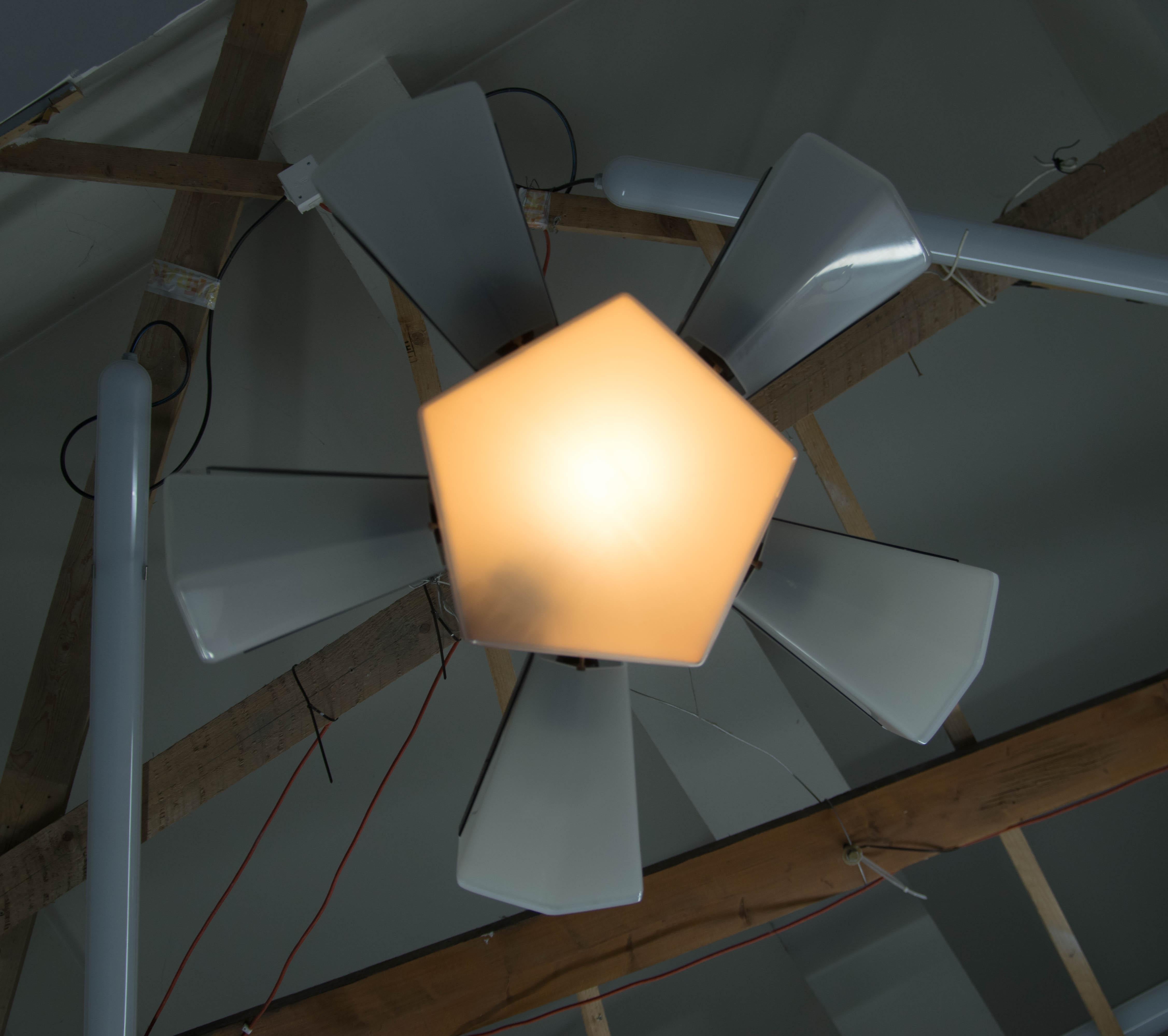 Mid-Century Plastic and Metal Chandelier by Lidokov, Czechoslovakia, 1970s 7