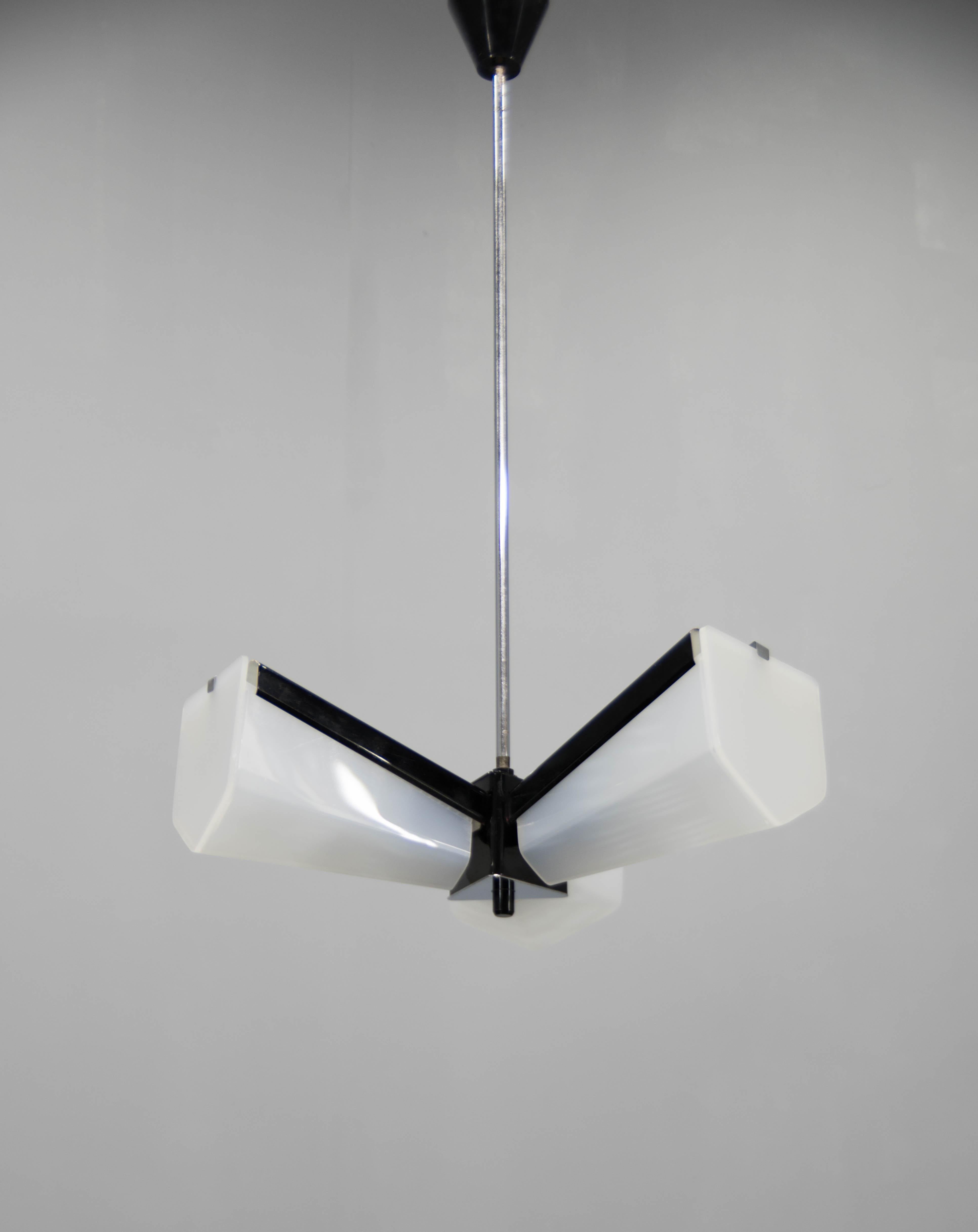 Mid-Century Modern Mid-Century Plastic and Metal Chandelier by Lidokov, Czechoslovakia, 1970s For Sale