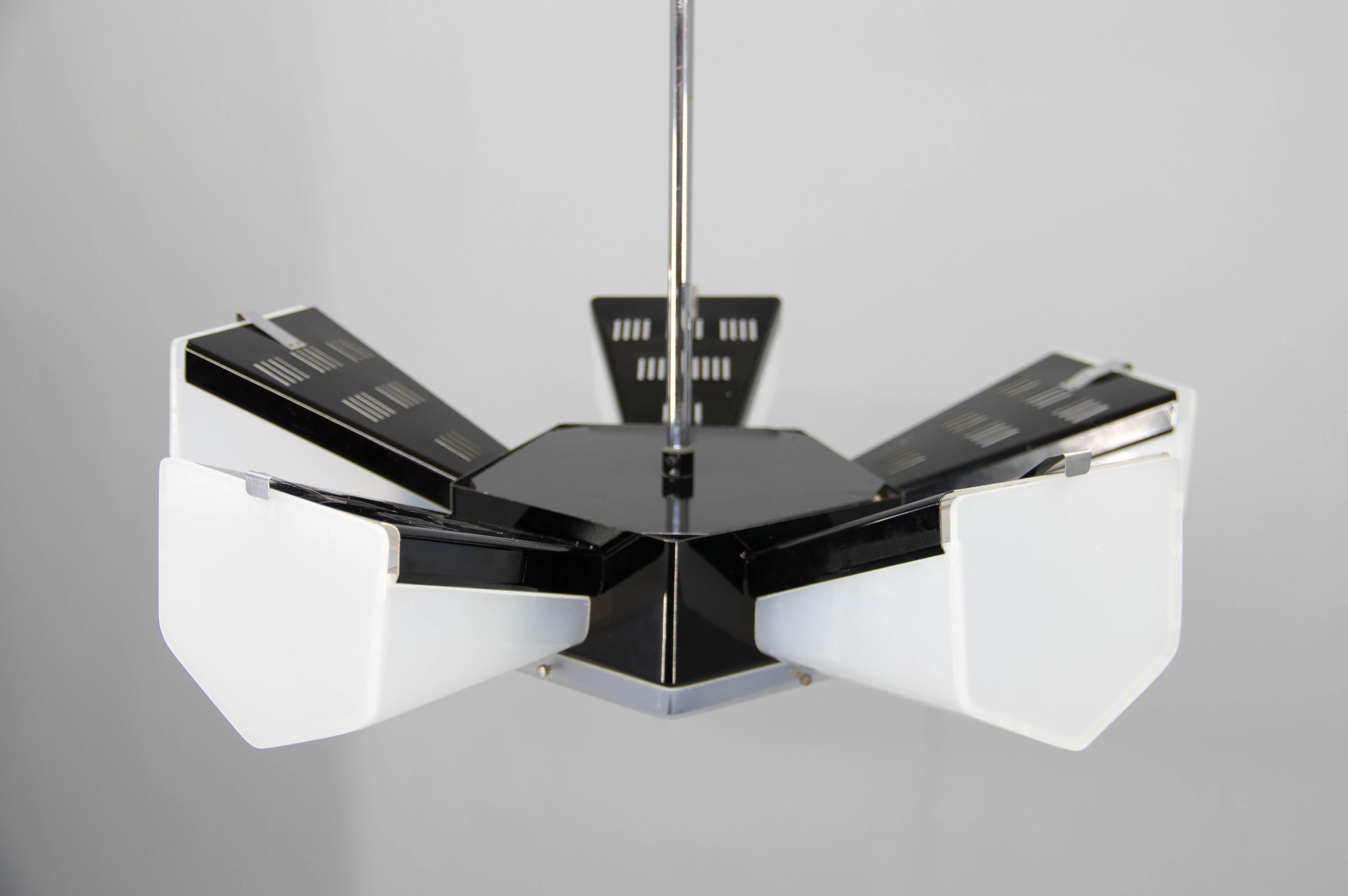 Mid-Century Plastic and Metal Chandelier by Lidokov, Czechoslovakia, 1970s In Good Condition In Praha, CZ
