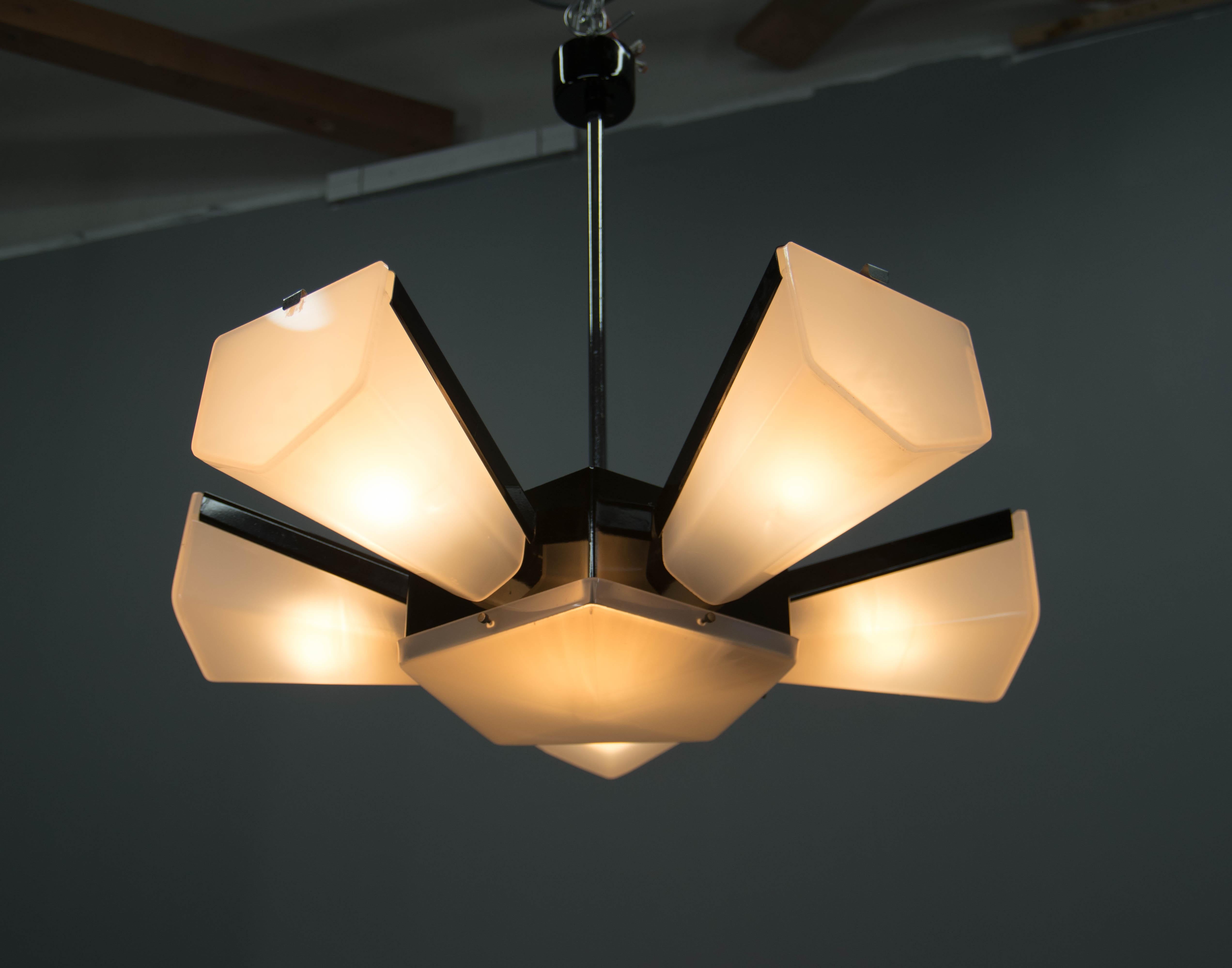 20th Century Mid-Century Plastic and Metal Chandelier by Lidokov, Czechoslovakia, 1970s
