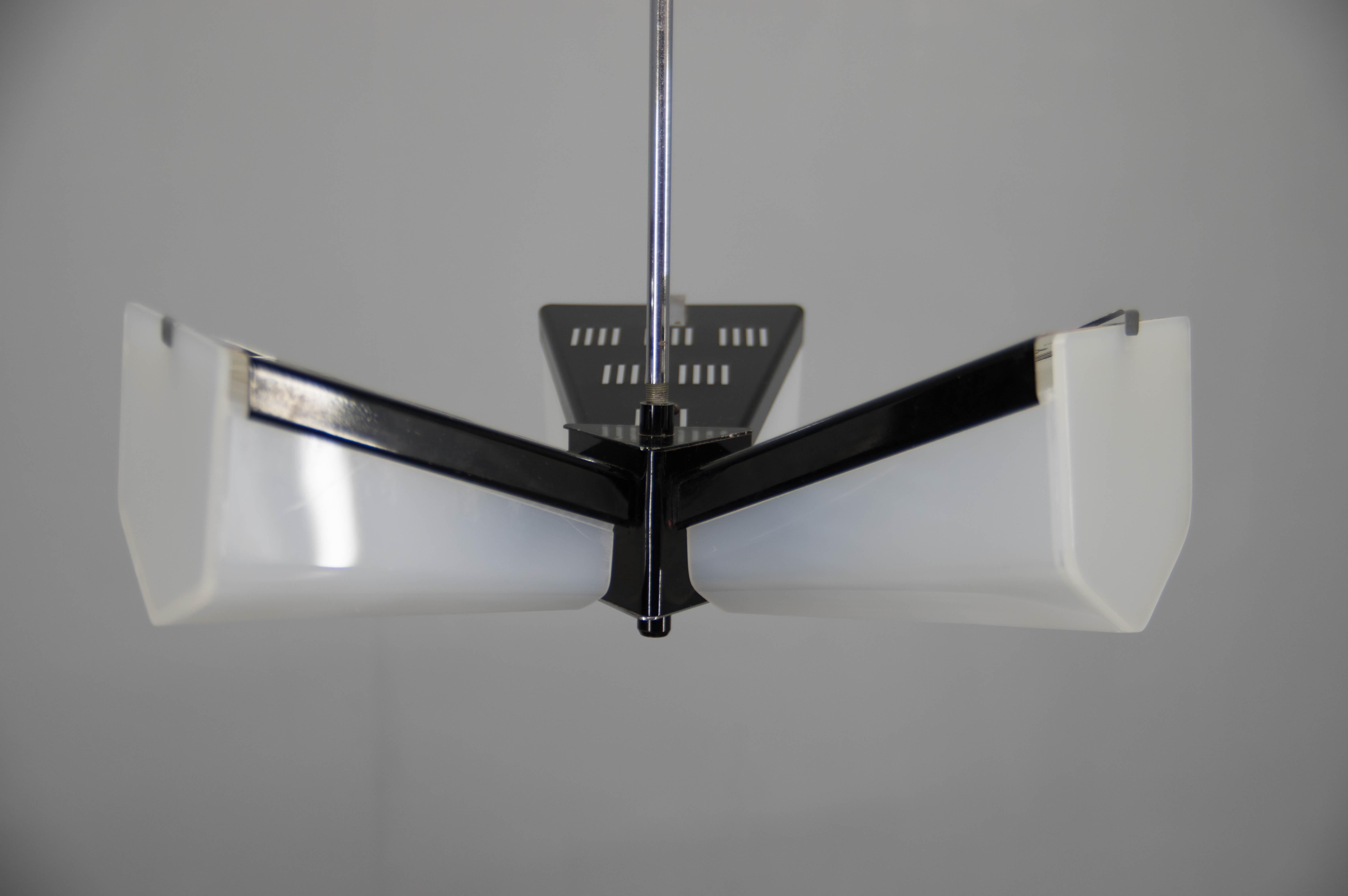 20th Century Mid-Century Plastic and Metal Chandelier by Lidokov, Czechoslovakia, 1970s For Sale