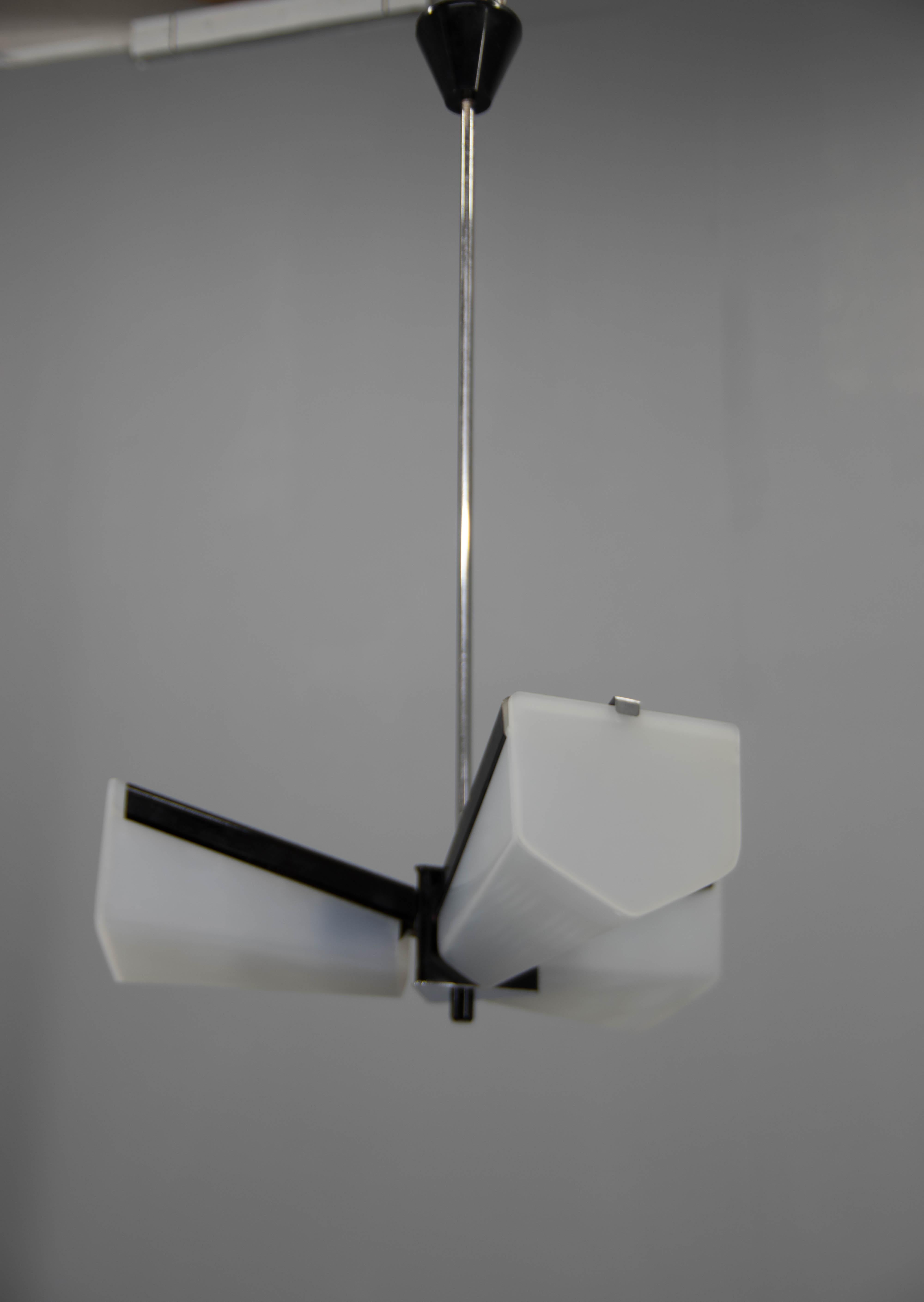 Mid-Century Plastic and Metal Chandelier by Lidokov, Czechoslovakia, 1970s For Sale 1
