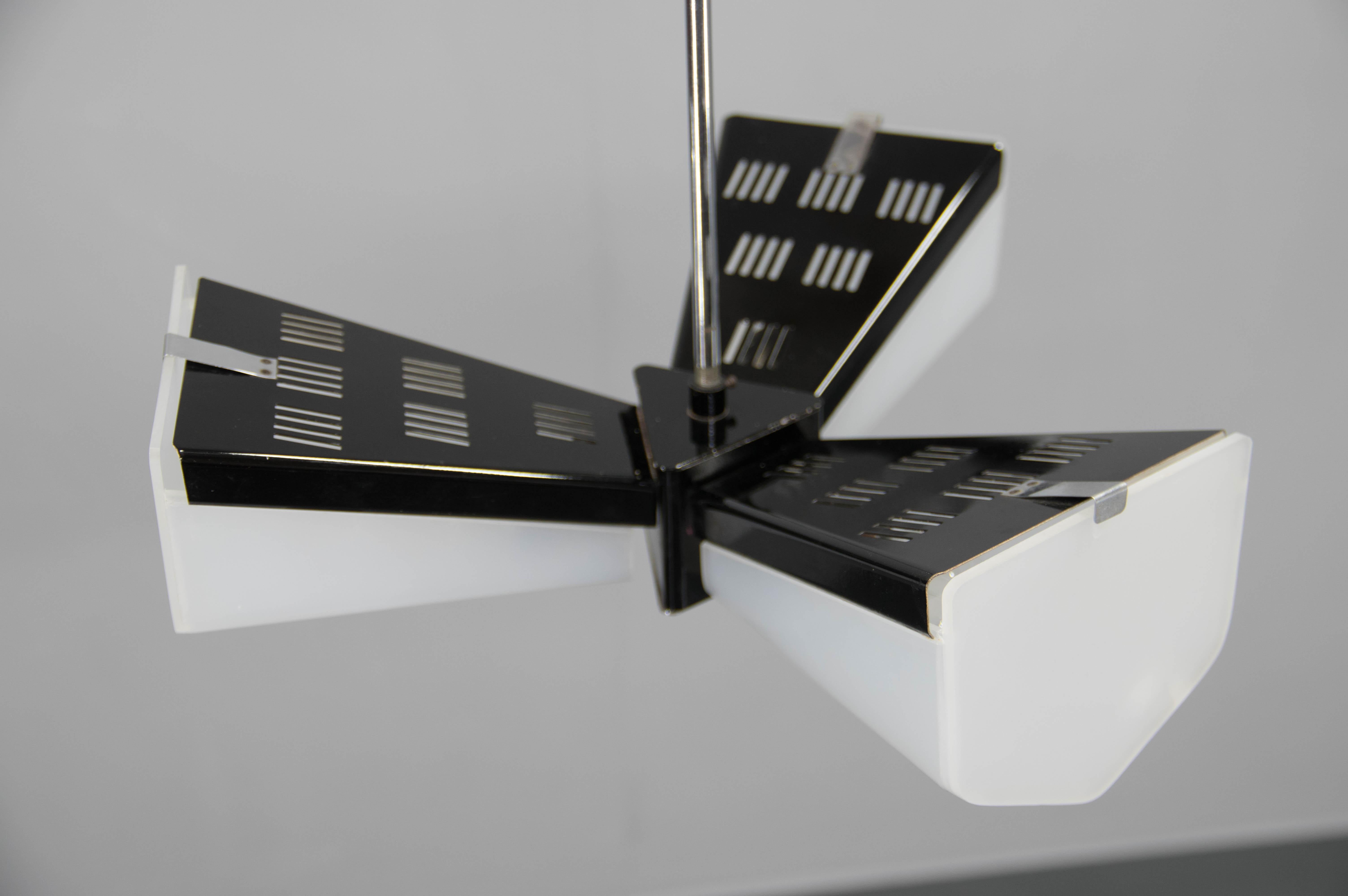Mid-Century Plastic and Metal Chandelier by Lidokov, Czechoslovakia, 1970s For Sale 3