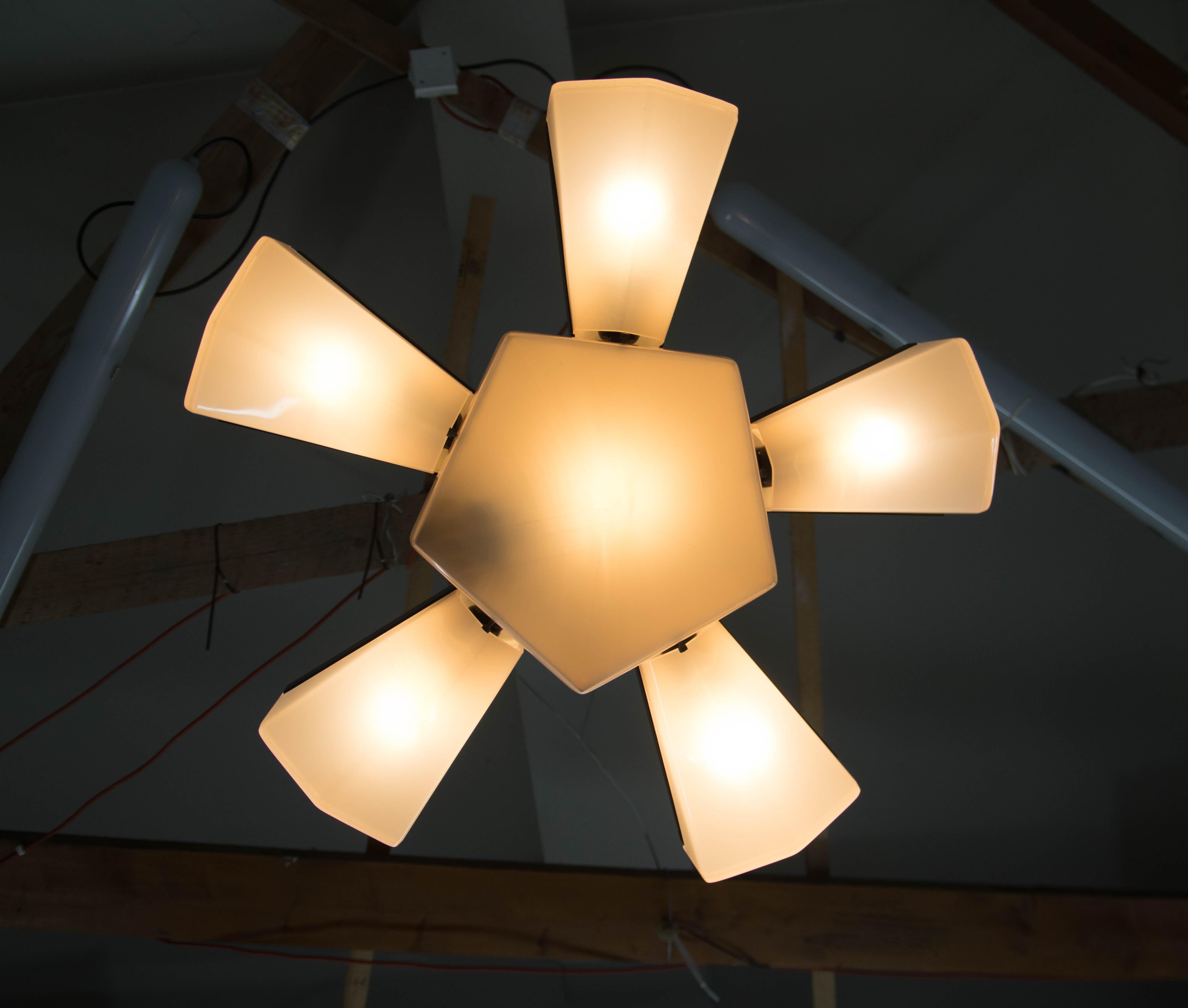 Mid-Century Plastic and Metal Chandelier by Lidokov, Czechoslovakia, 1970s 4