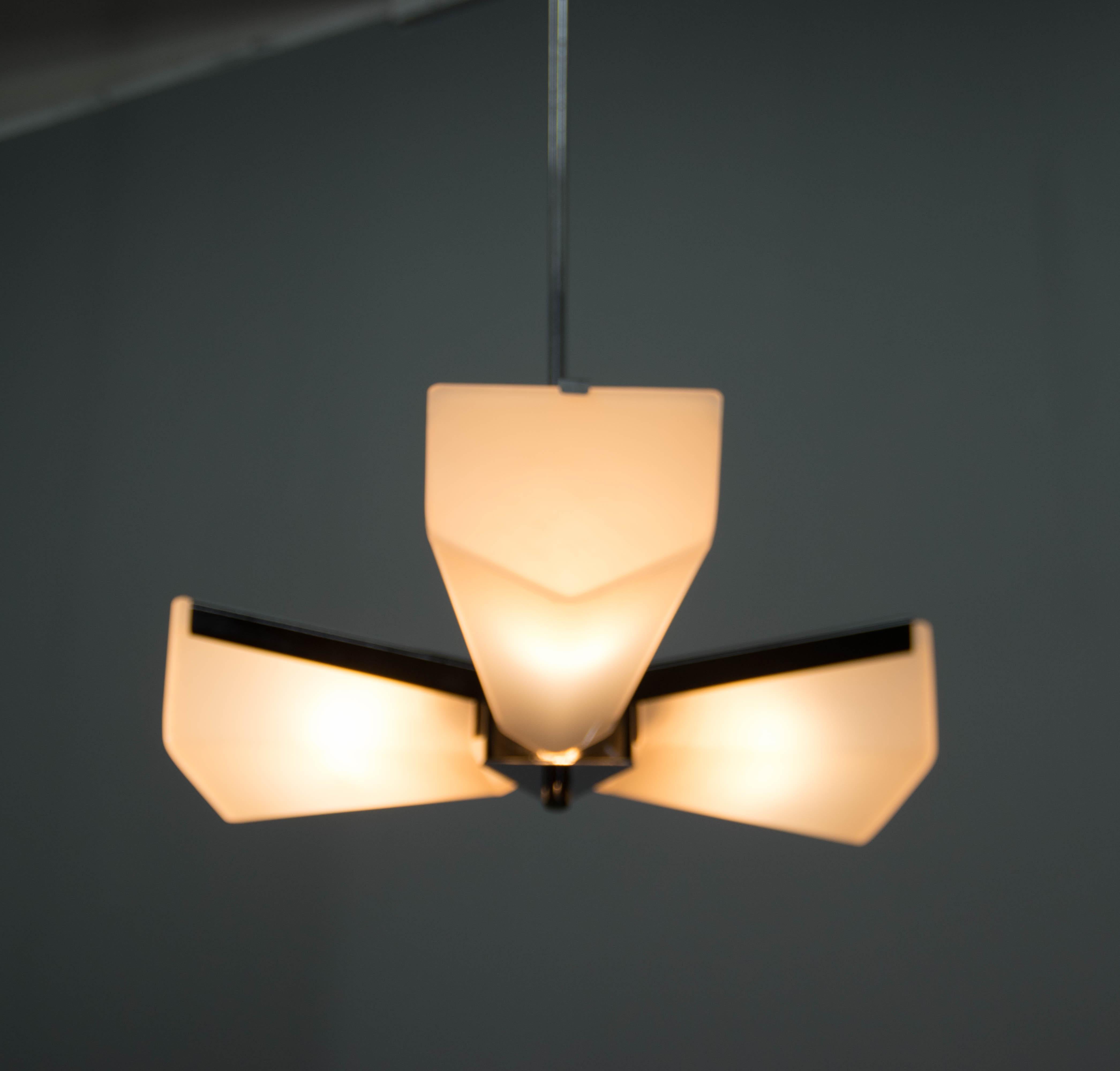 Mid-Century Plastic and Metal Chandelier by Lidokov, Czechoslovakia, 1970s For Sale 4
