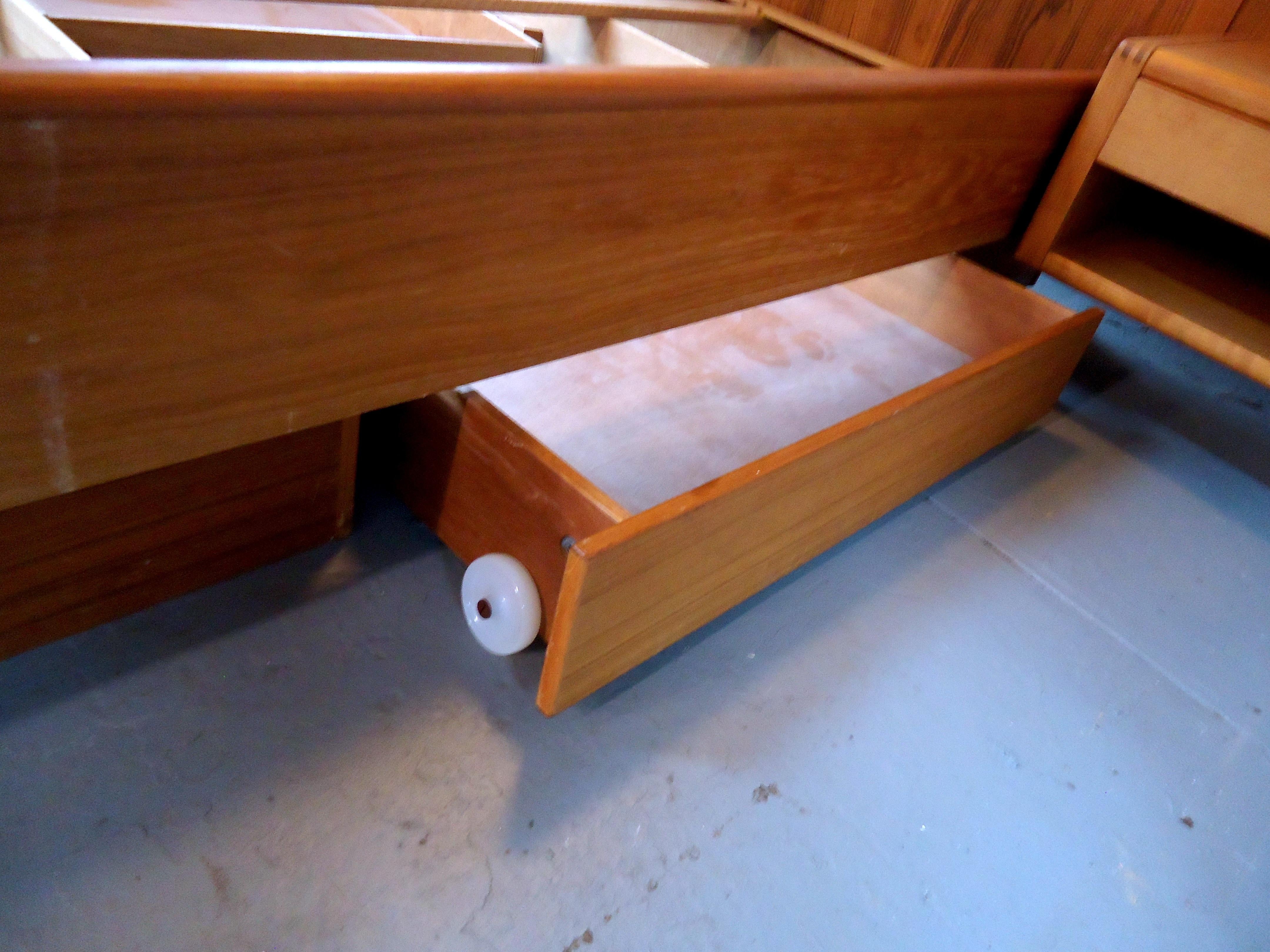 mid century king bed with storage