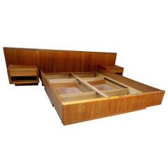 Vintage Mid-Century Platform Bed with Storage