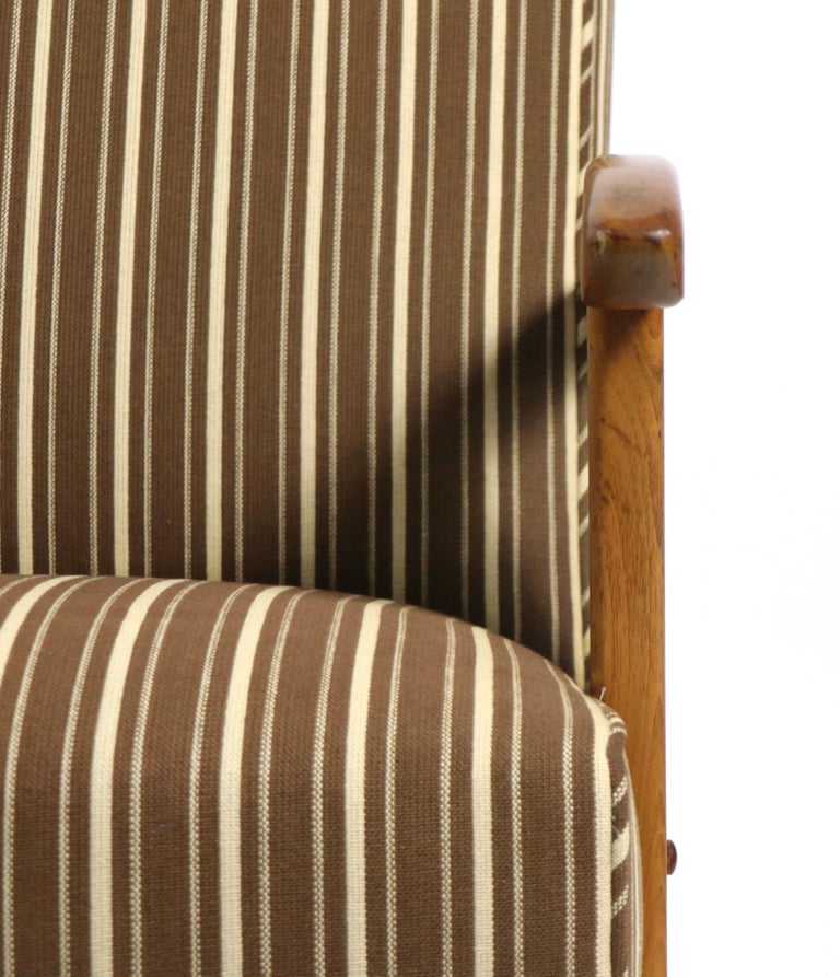 Fabric Mid-Century Platform Rocking Chair Att. to Paoli Chair Company Czechoslovakia  For Sale