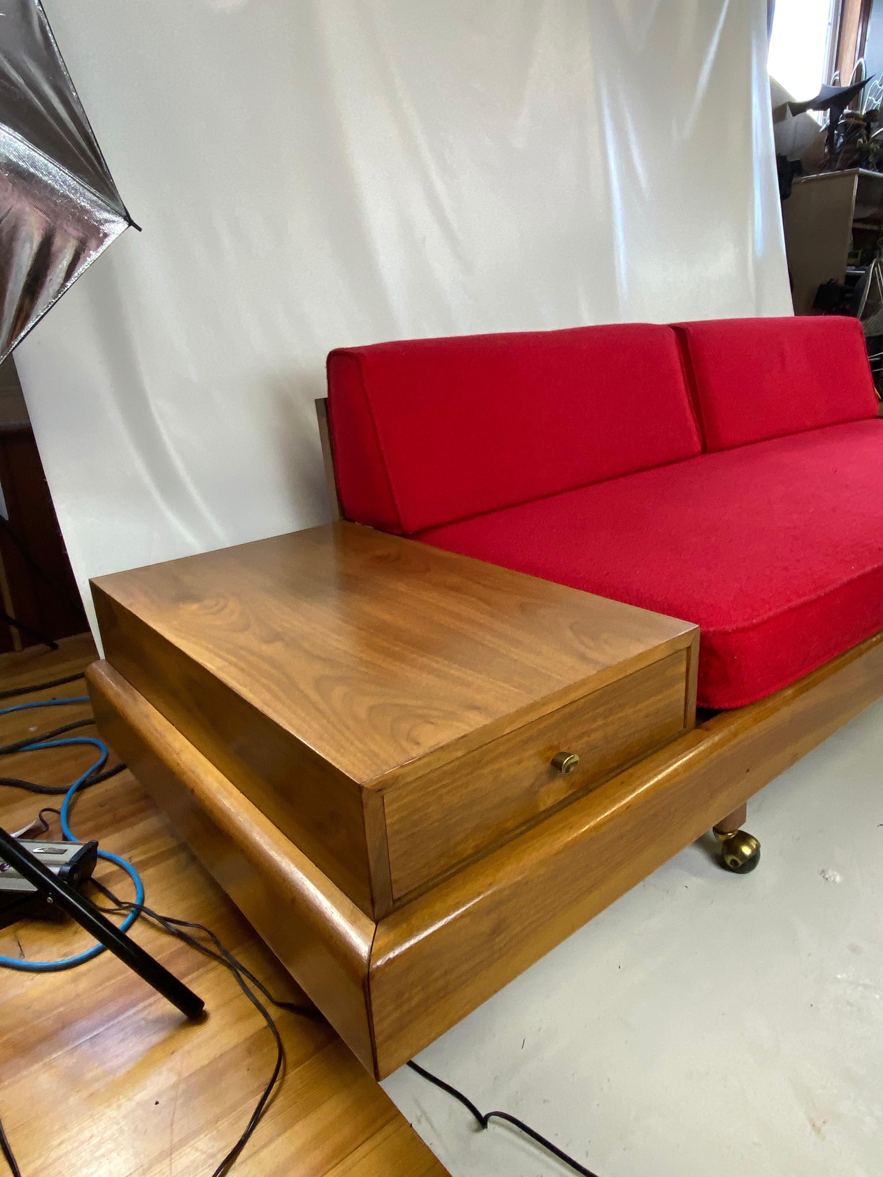 mid century modern platform sofa