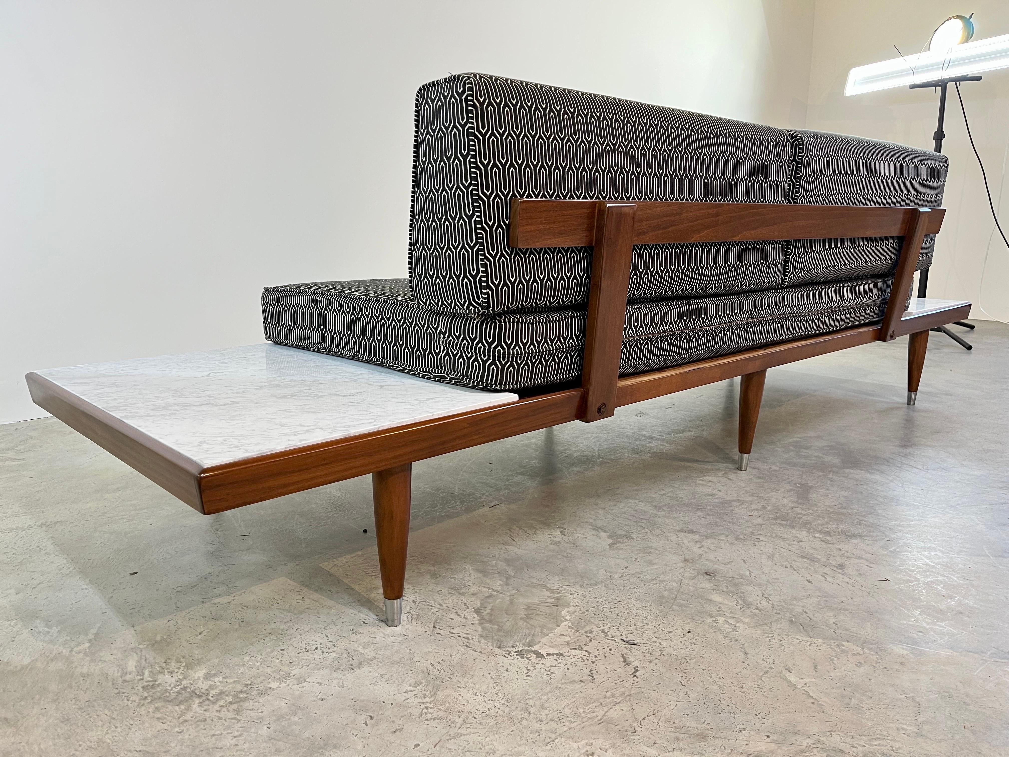 mid century modern platform sofa