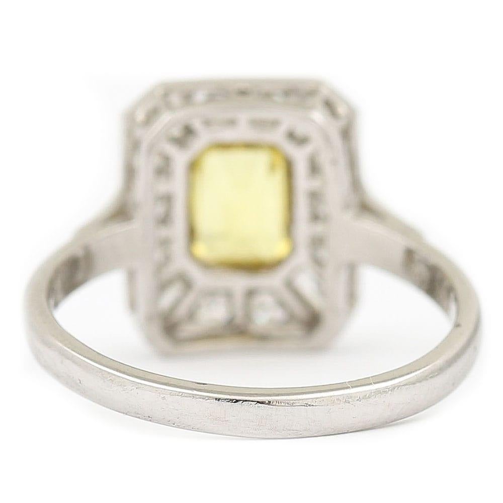 Platinum 1.21ct Cut Yellow Sapphire and Diamond Cluster Ring 4