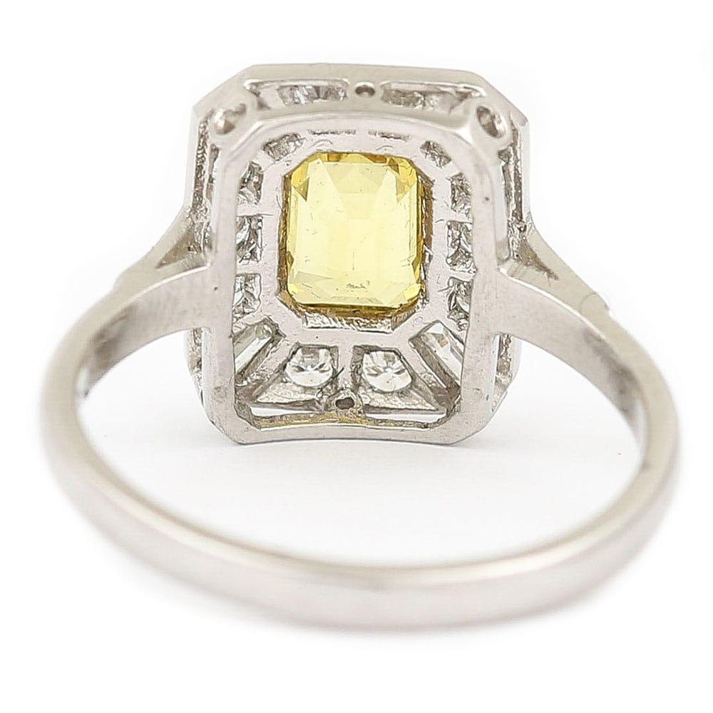 Platinum 1.21ct Cut Yellow Sapphire and Diamond Cluster Ring 5