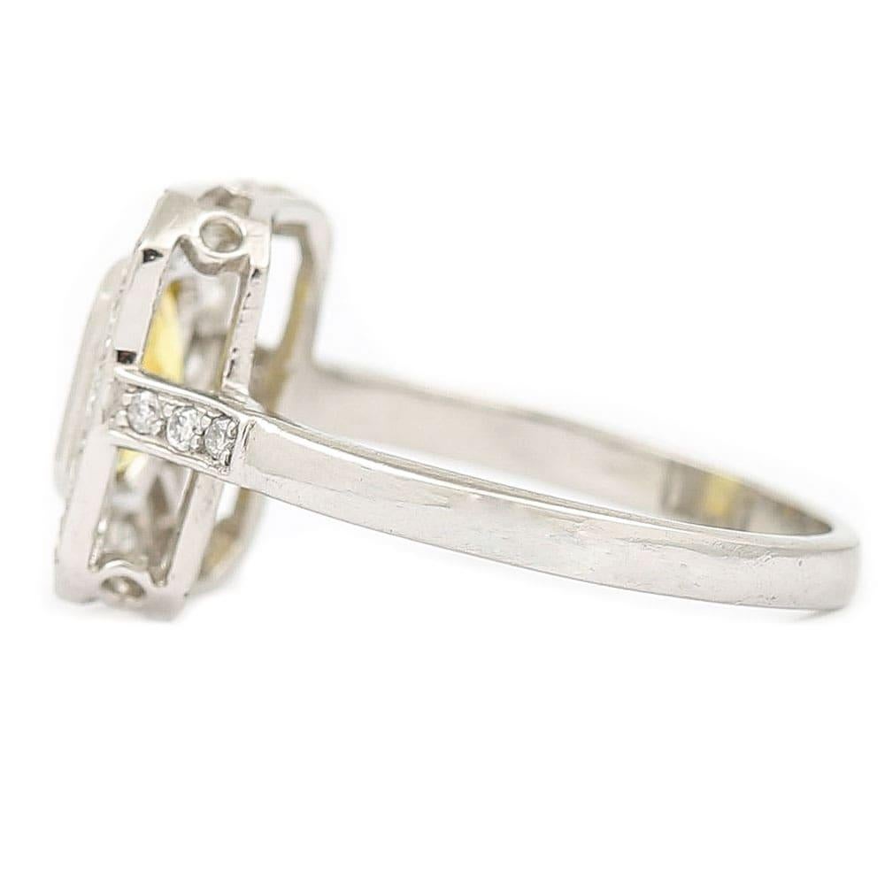 Platinum 1.21ct Cut Yellow Sapphire and Diamond Cluster Ring 1