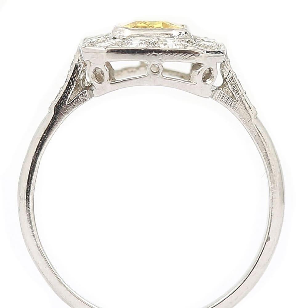 Platinum 1.21ct Cut Yellow Sapphire and Diamond Cluster Ring 3