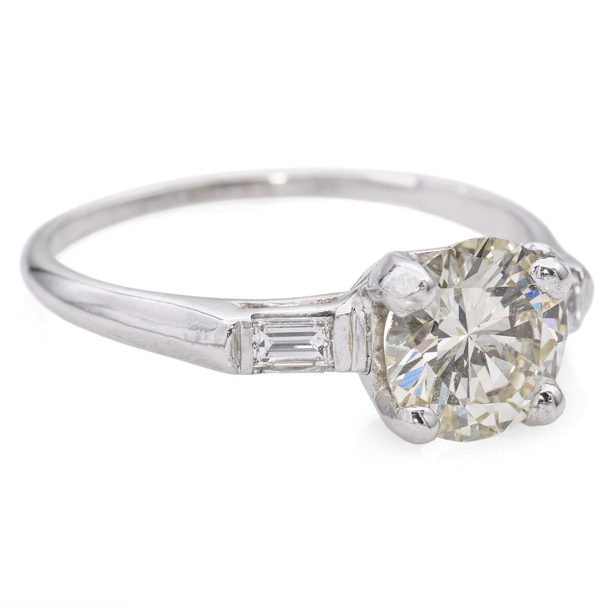 Anello di fidanzamento in platino di metà secolo con diamante da 1,73 carati GIA in vendita 1