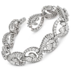 Bracciale avvolgente in platino con diamanti da 18,80 carati, stile Mid-Century