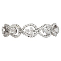 Bracciale avvolgente in platino con diamanti da 18,80 carati, stile Mid-Century
