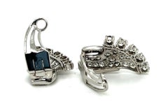 Mid-Century Platinum and Diamond Ear Clips