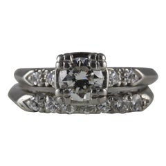 Mid-Century Platinum Diamond Wedding Set